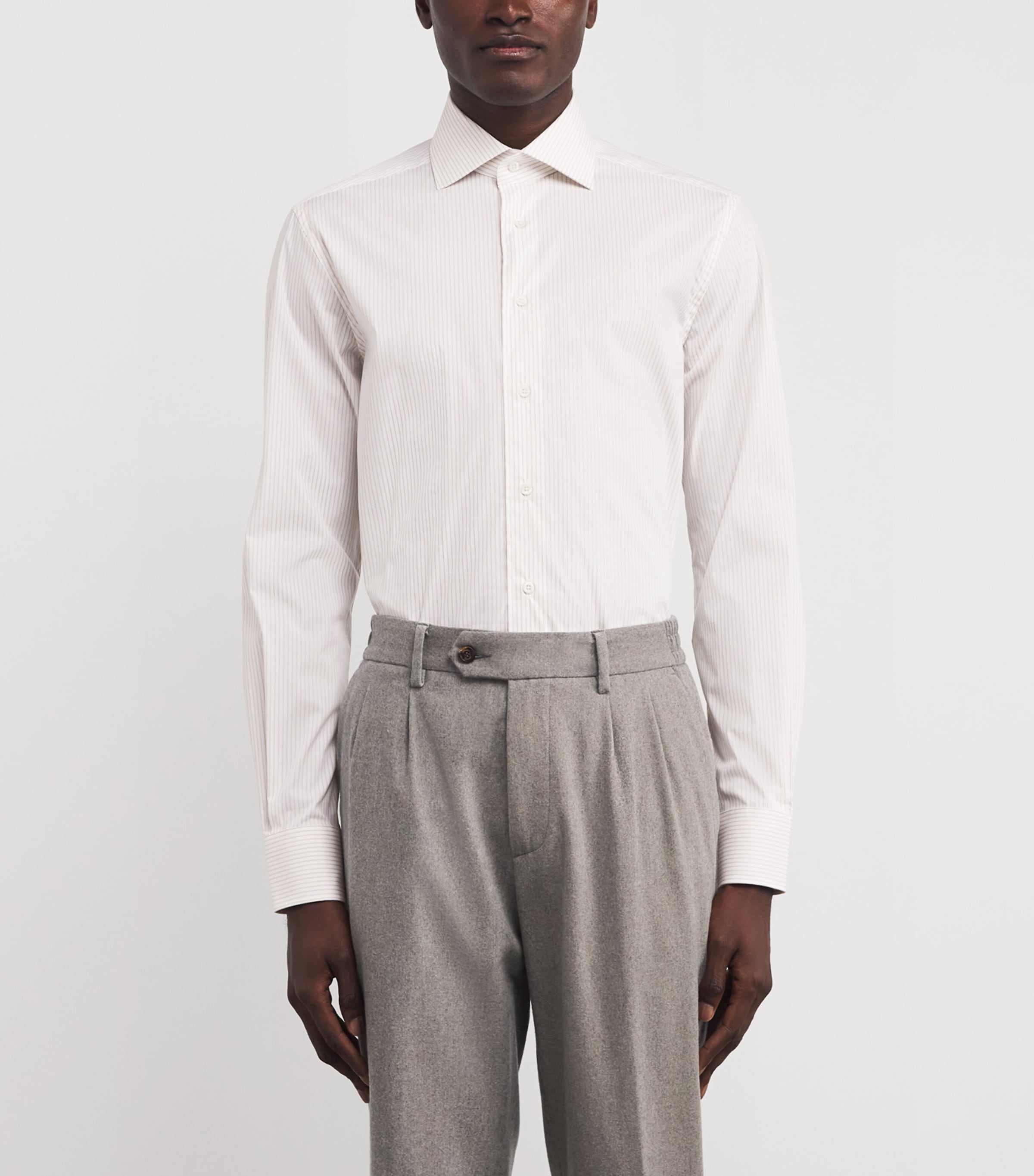 Cotton Stripe Long-Sleeve Shirt NATURAL / BEIGE 033 Image 3