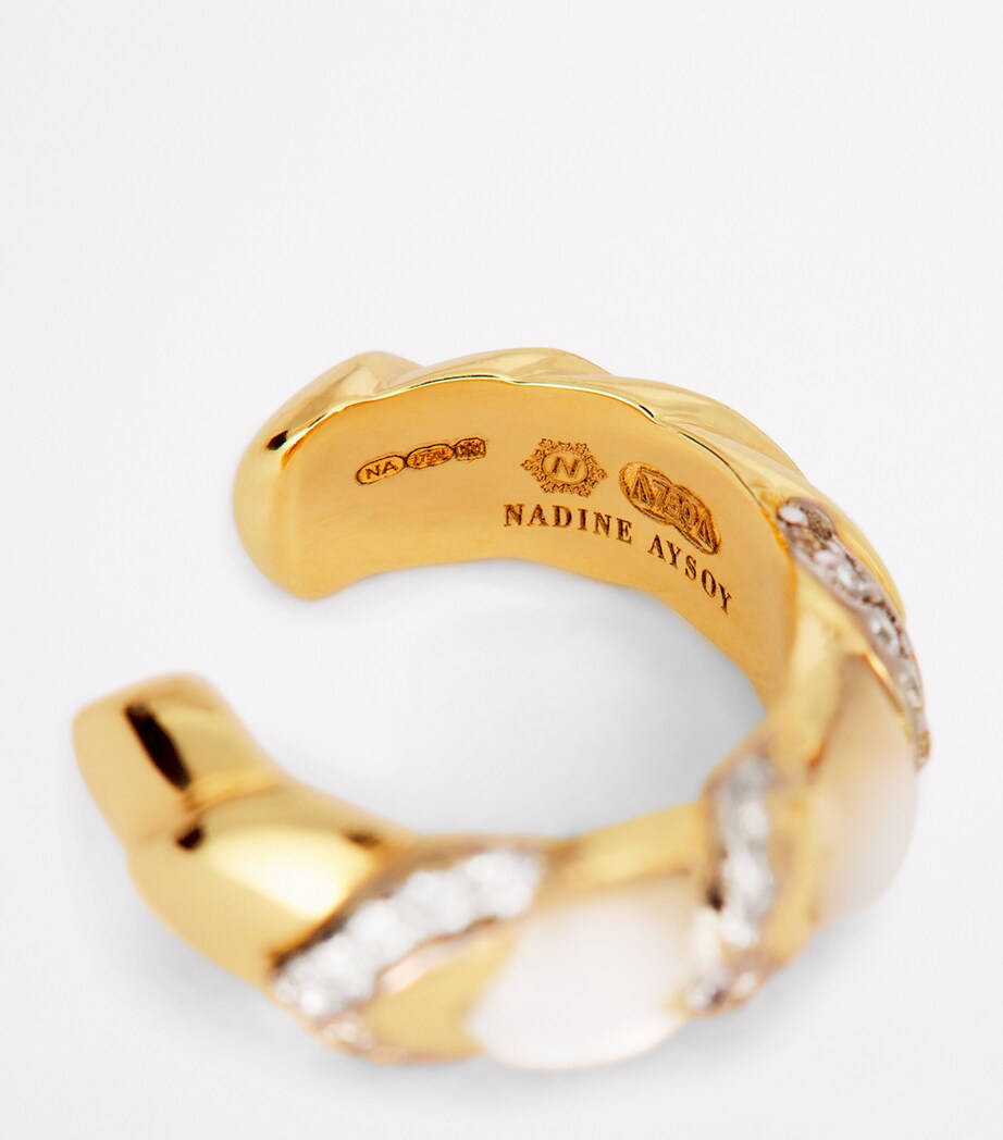 Nadine Aysoy Yellow Gold, Diamond and Mother-of-Pearl Cobra Ear Cuff Yellow Gold Image 6