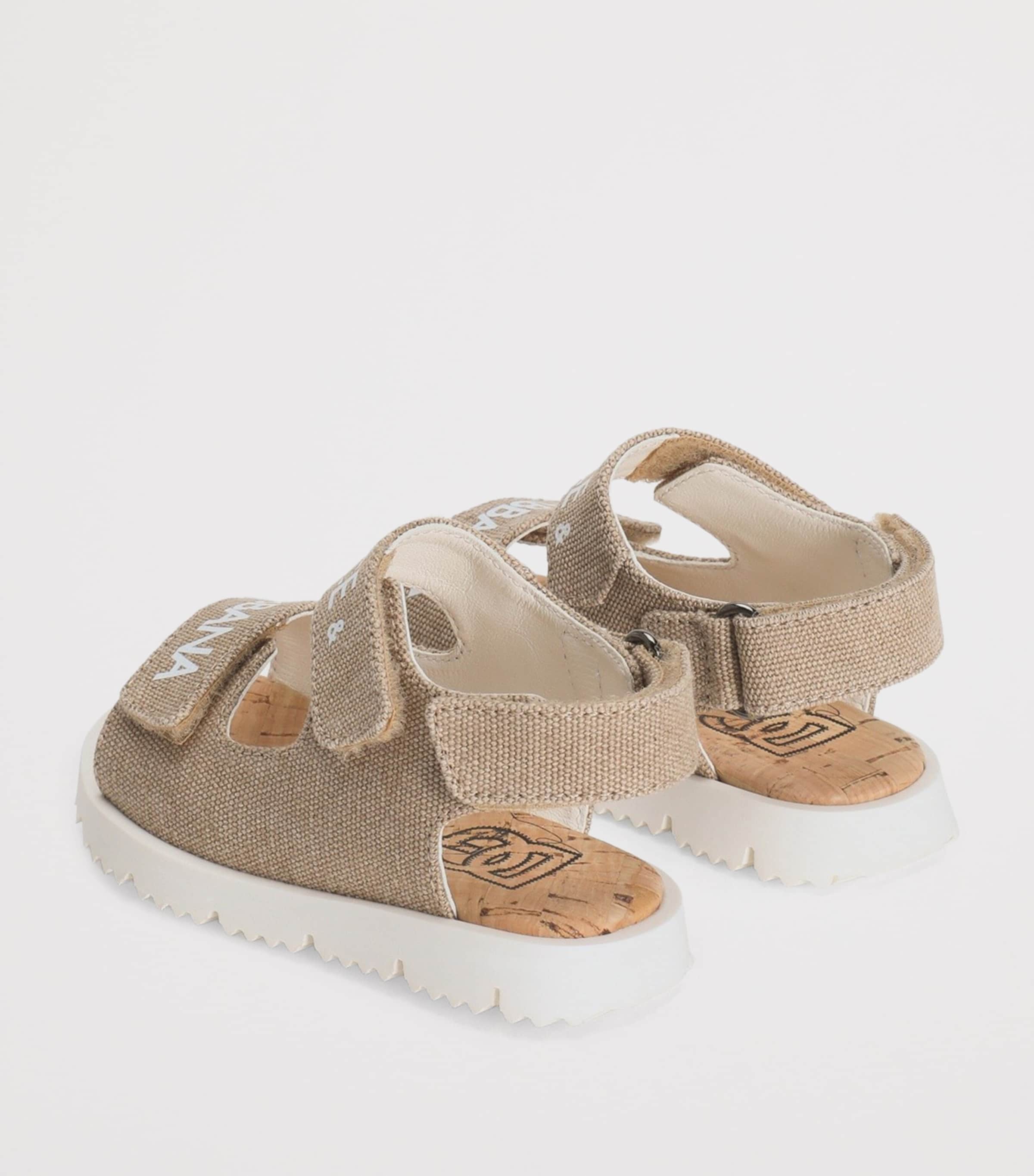 Dolce&Gabbana Kids Canvas Logo Sandals Beige Image 3