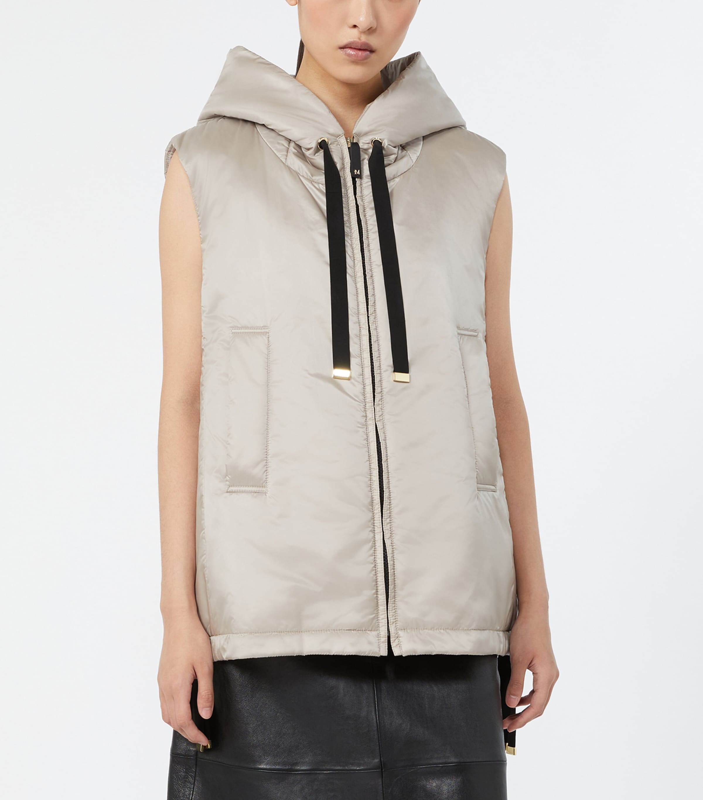 Max Mara Womens Water-Repellent Hooded Gilet Beige Image 3
