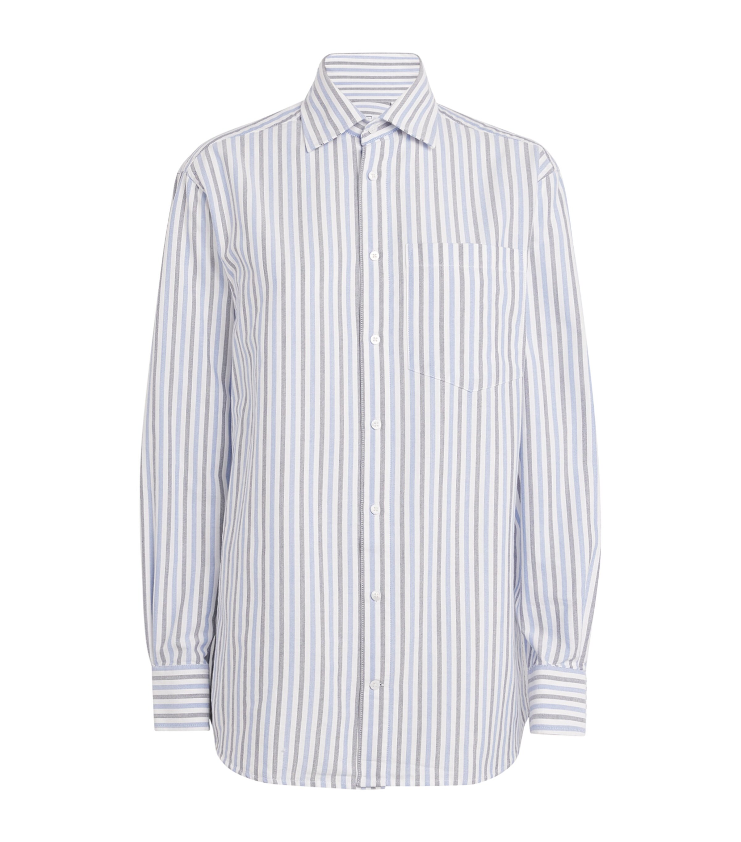 With Nothing Underneath Womens Organic Cotton The Chessie Shirt Navy & Blue Stripe Image 1