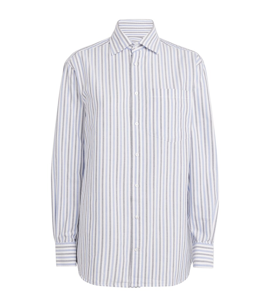 With Nothing Underneath Womens Organic Cotton The Chessie Shirt Navy & Blue Stripe Image 1