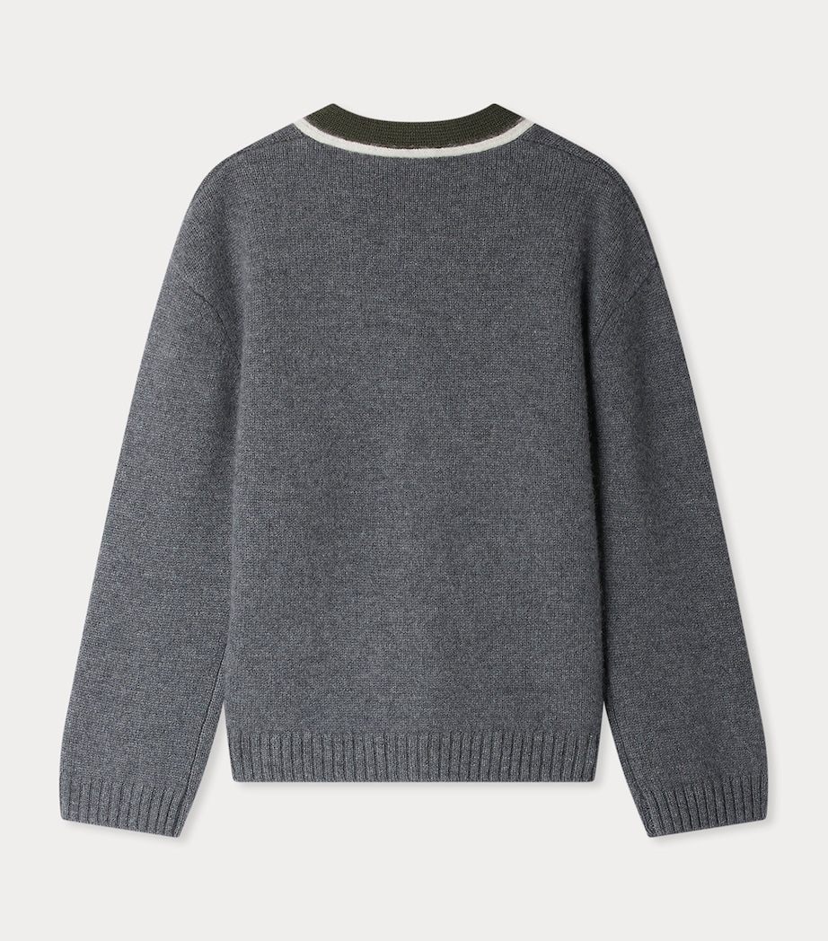 Cashmere Garfield Cardigan (4-8 Years) RA GRIS CHINE F Image 2