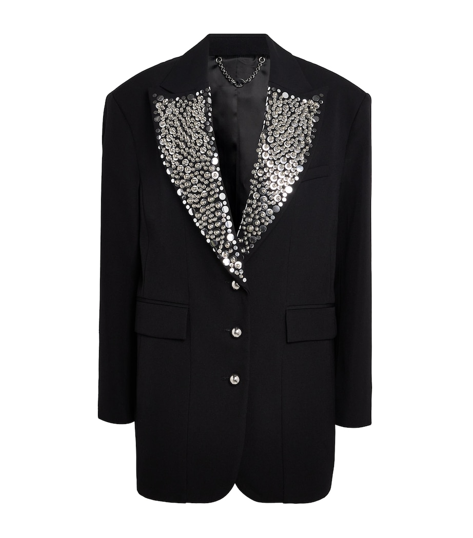 Wool Embellished Blazer P001 BLACK Image 1
