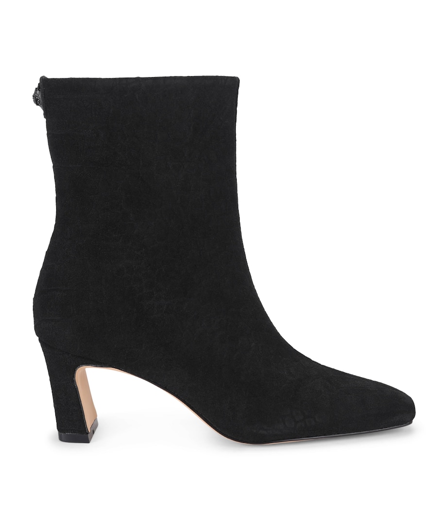 Kurt Geiger London Suede Croc Print Billy Ankle Boots Black Image 1