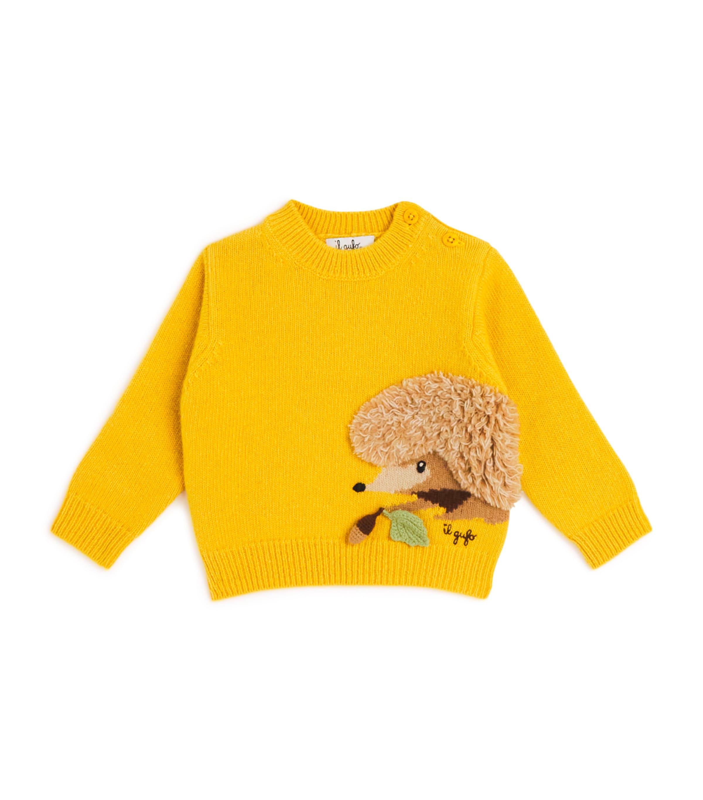 Il Gufo Kids' Merino Wool Hedgehog Sweater In Yellow