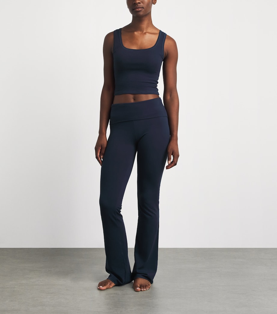 Skims Womens Cotton Ribbed Cropped Tank Top Navy Image 2