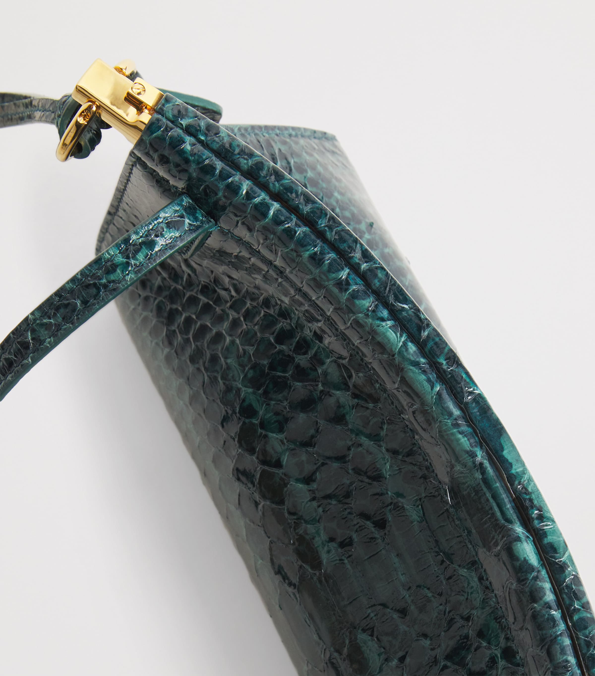 Alaïa Small Snakeskin Le Click East West Shoulder Bag Bleu Paon Image 7