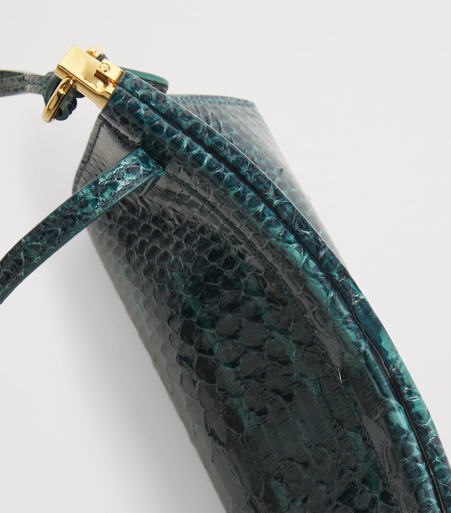 Alaïa Small Snakeskin Le Click East West Shoulder Bag Bleu Paon Image 7