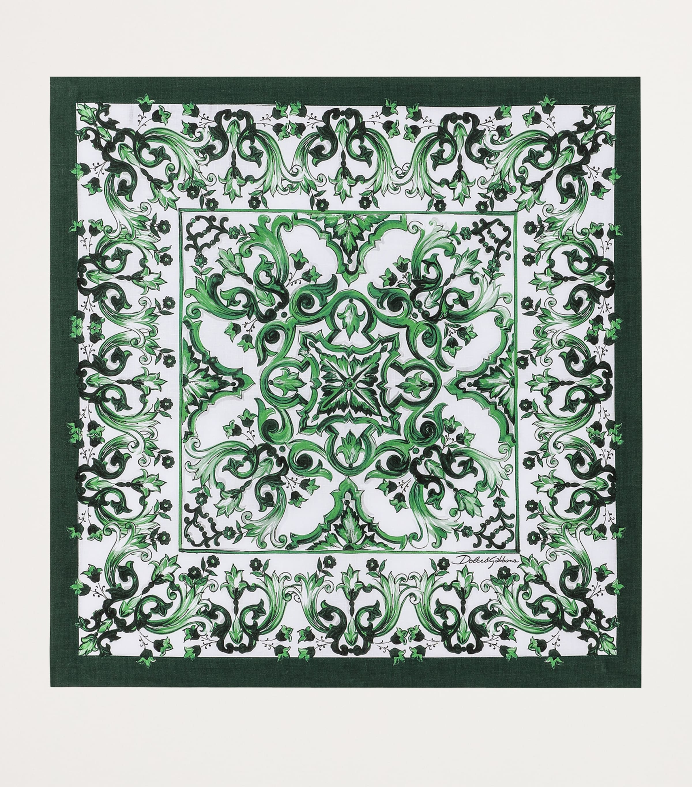 Linen Majolica Placemat and Napkin Set UV013-VERDE FD.BIANC Image 5