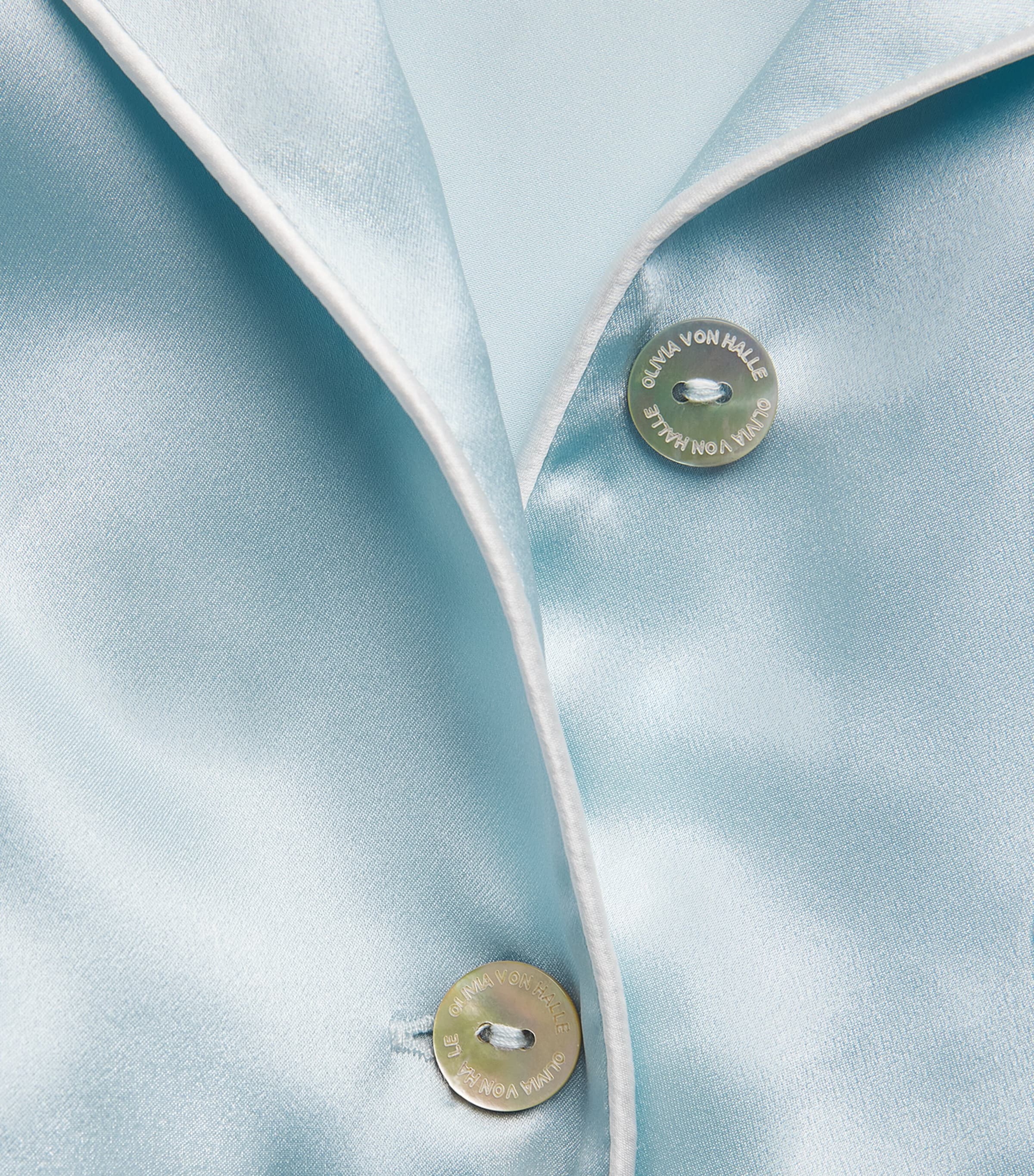 Olivia von Halle Womens Silk Coco Pyjama Set Powder Blue Image 6