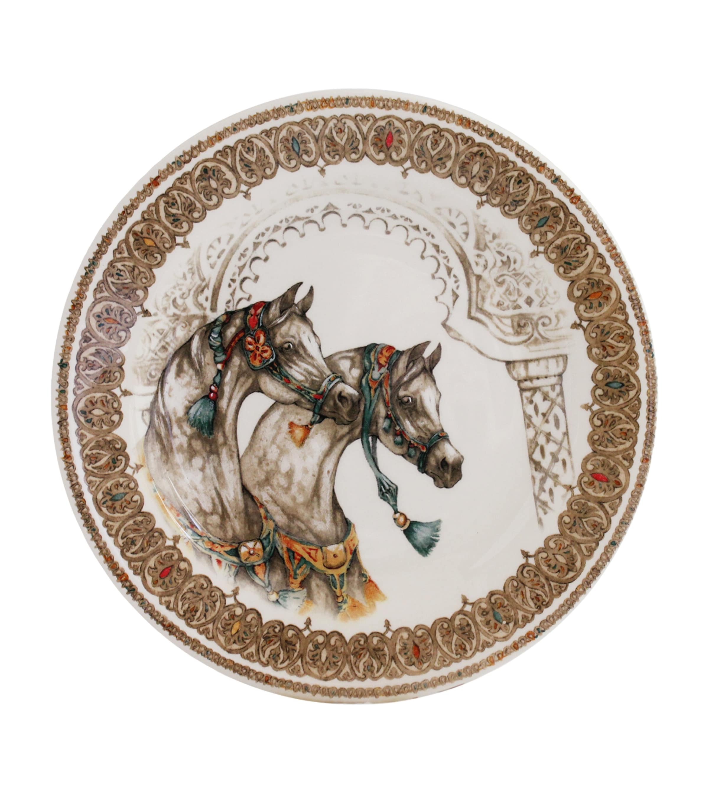 Set of 4 Chevaux du Vent Dessert Plates (22cm) WHITE, BROWN Image 5