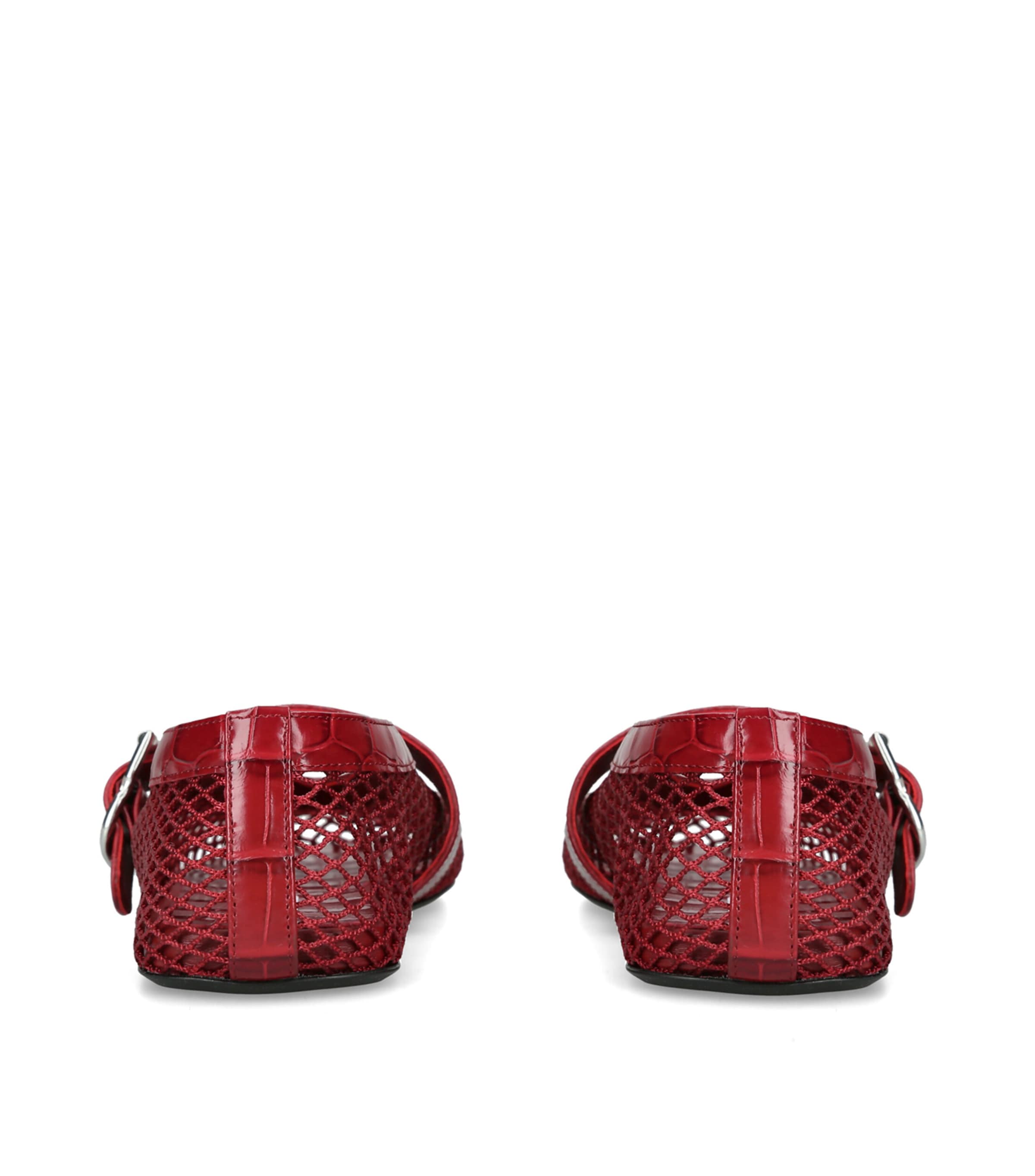 Alaïa Leather Mesh Ballet Flats Wine Image 2
