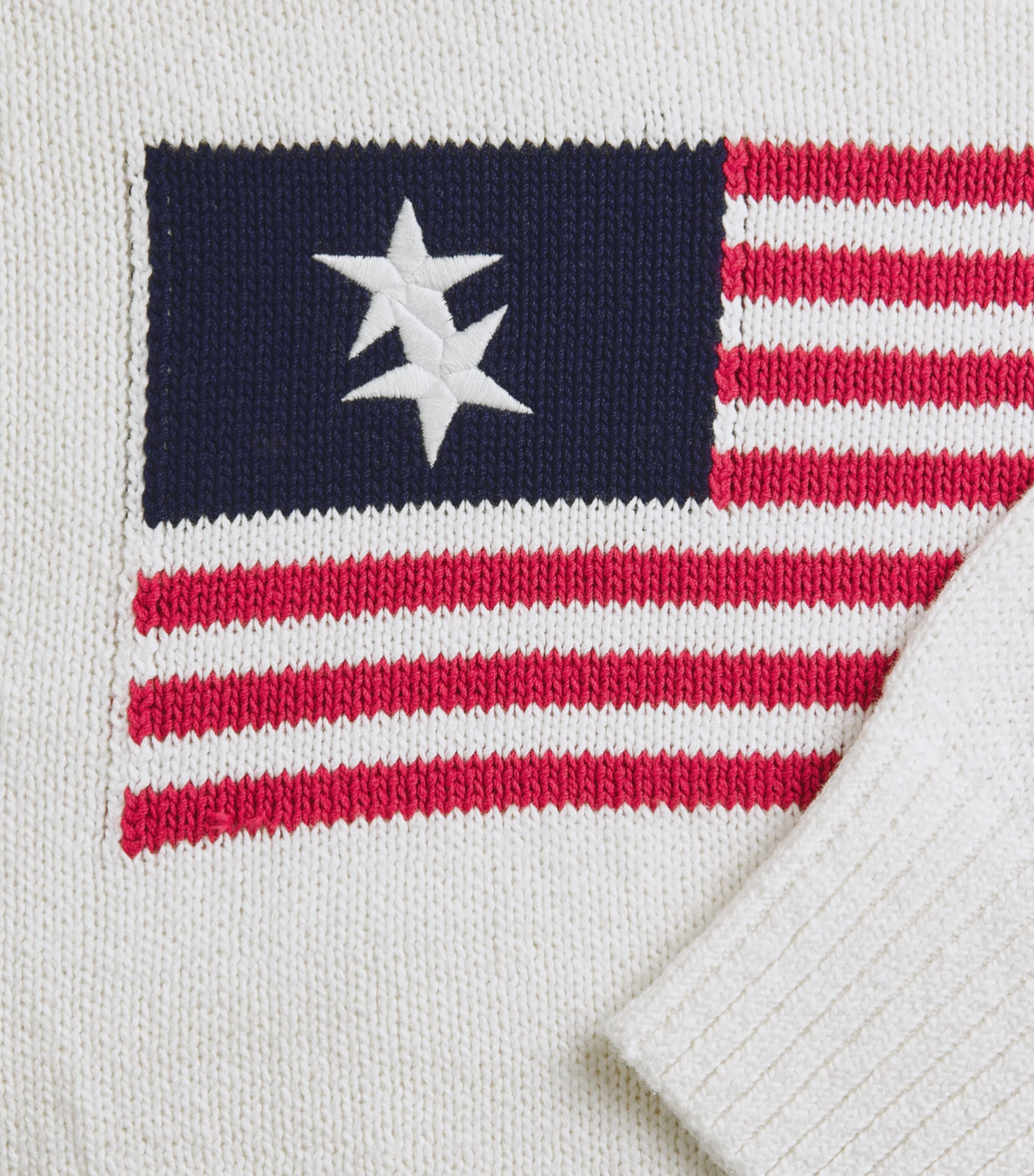 Cole Buxton Mens Cotton Two-Star Flag Sweater Vintage White Image 6