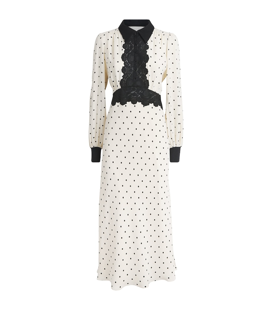Lace-Trim Polka Dot Maxi Dress CREAM/BLACK Image 1