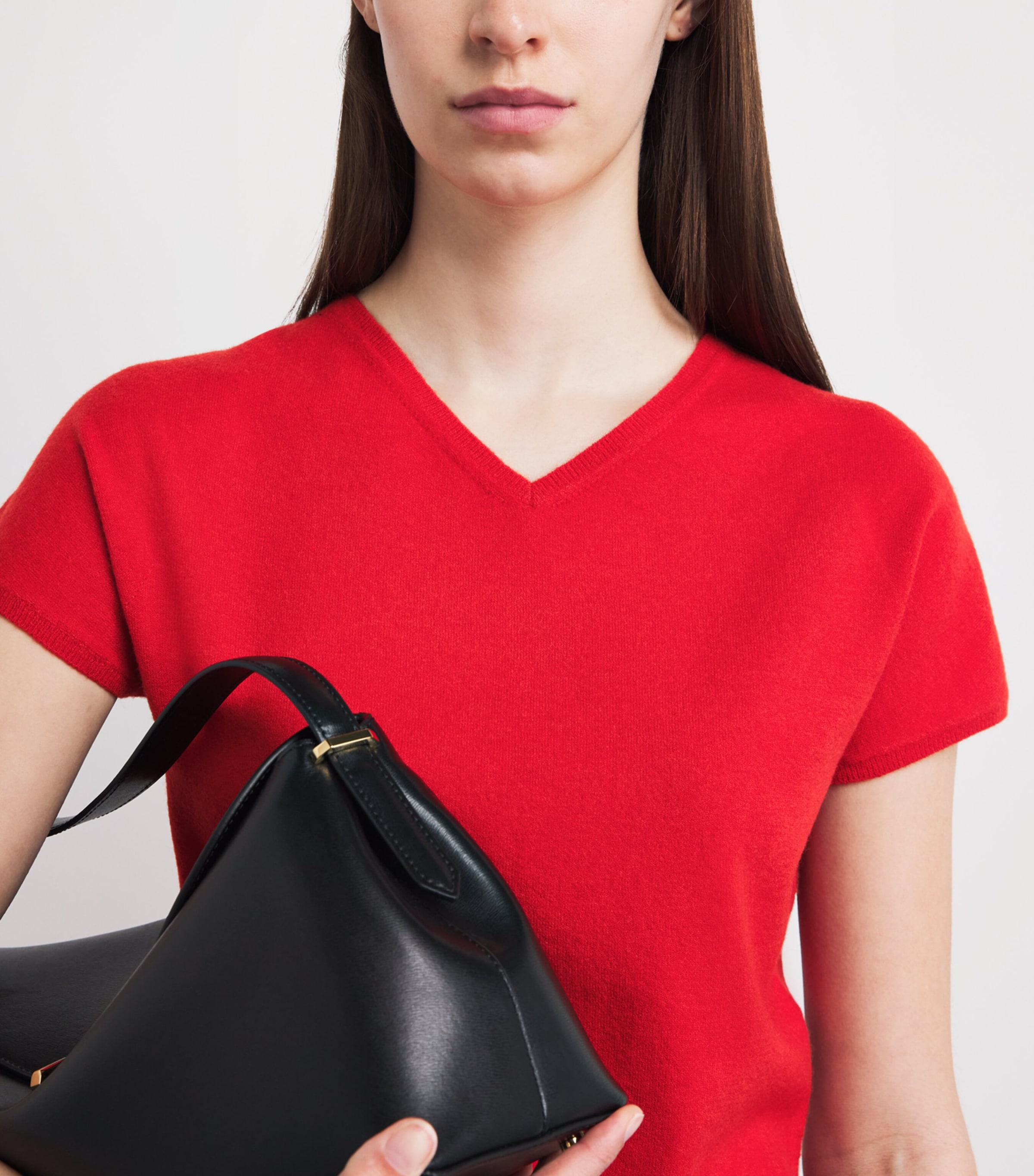 Vince Womens Wool-Cashmere-Blend Short-Sleeve Sweater Poppy Image 3