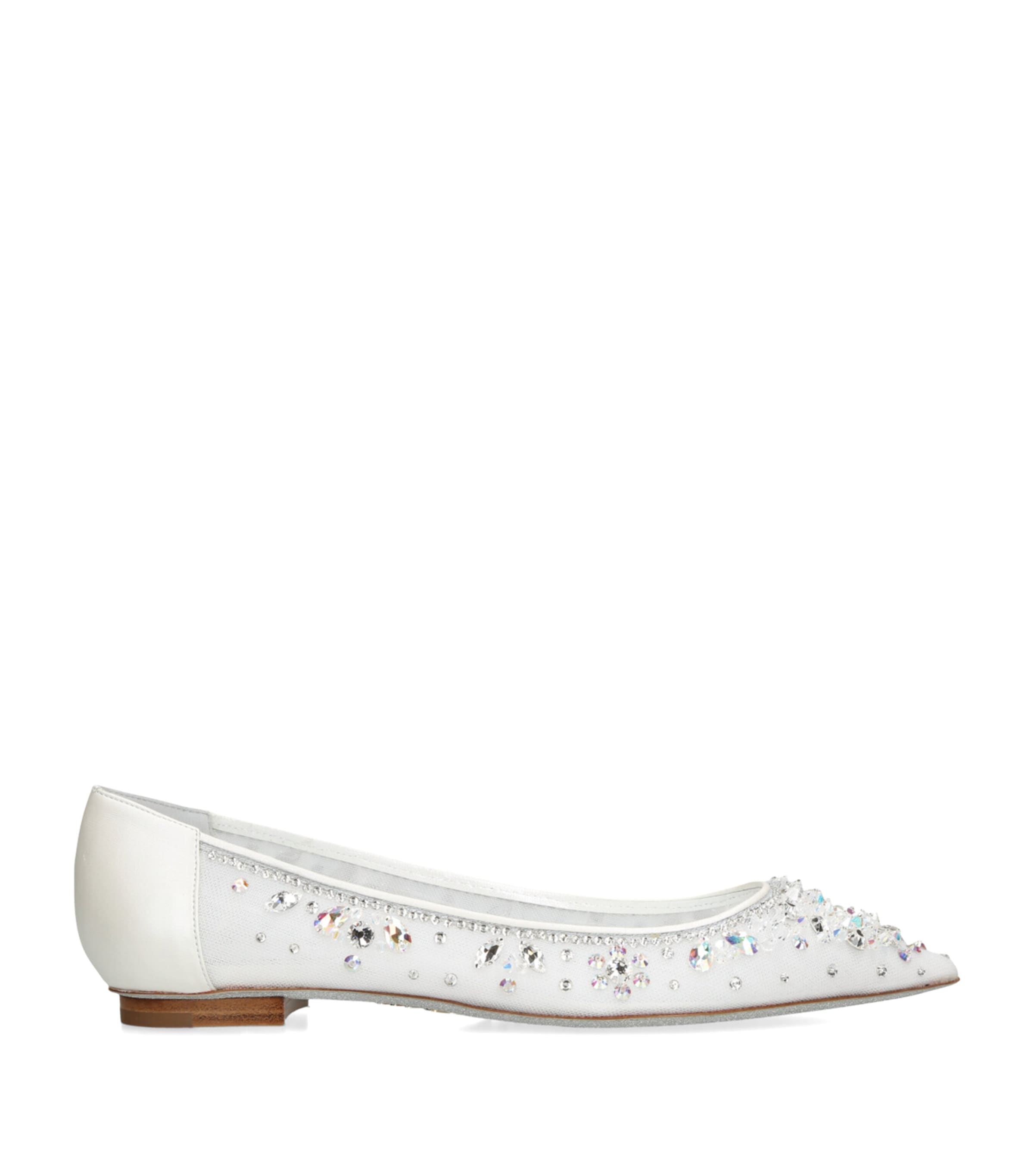 René Caovilla Crystal-embellished Ballet Flats In White