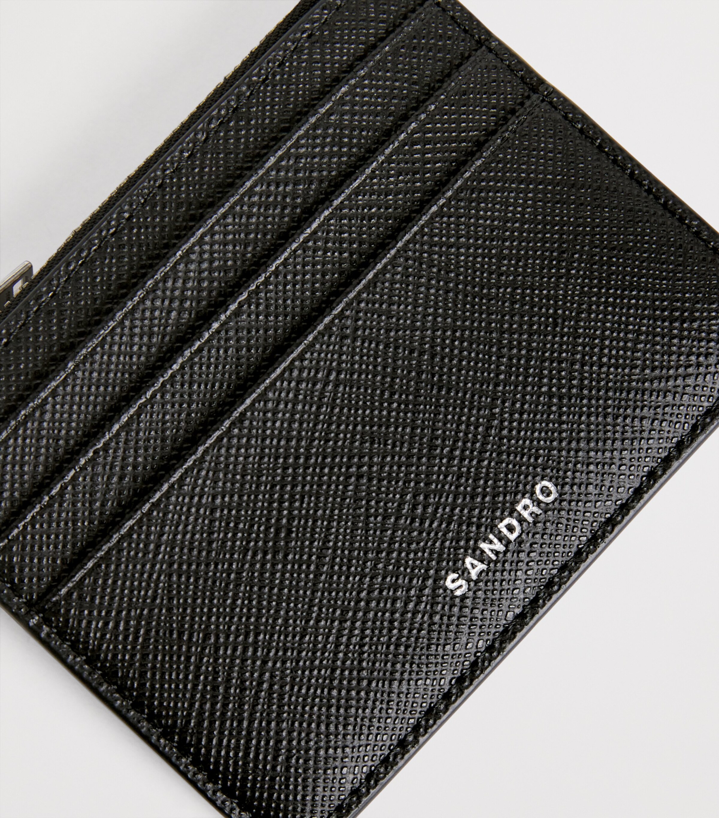Sandro Paris Reconstituted Leather Card Holder Black Image 4