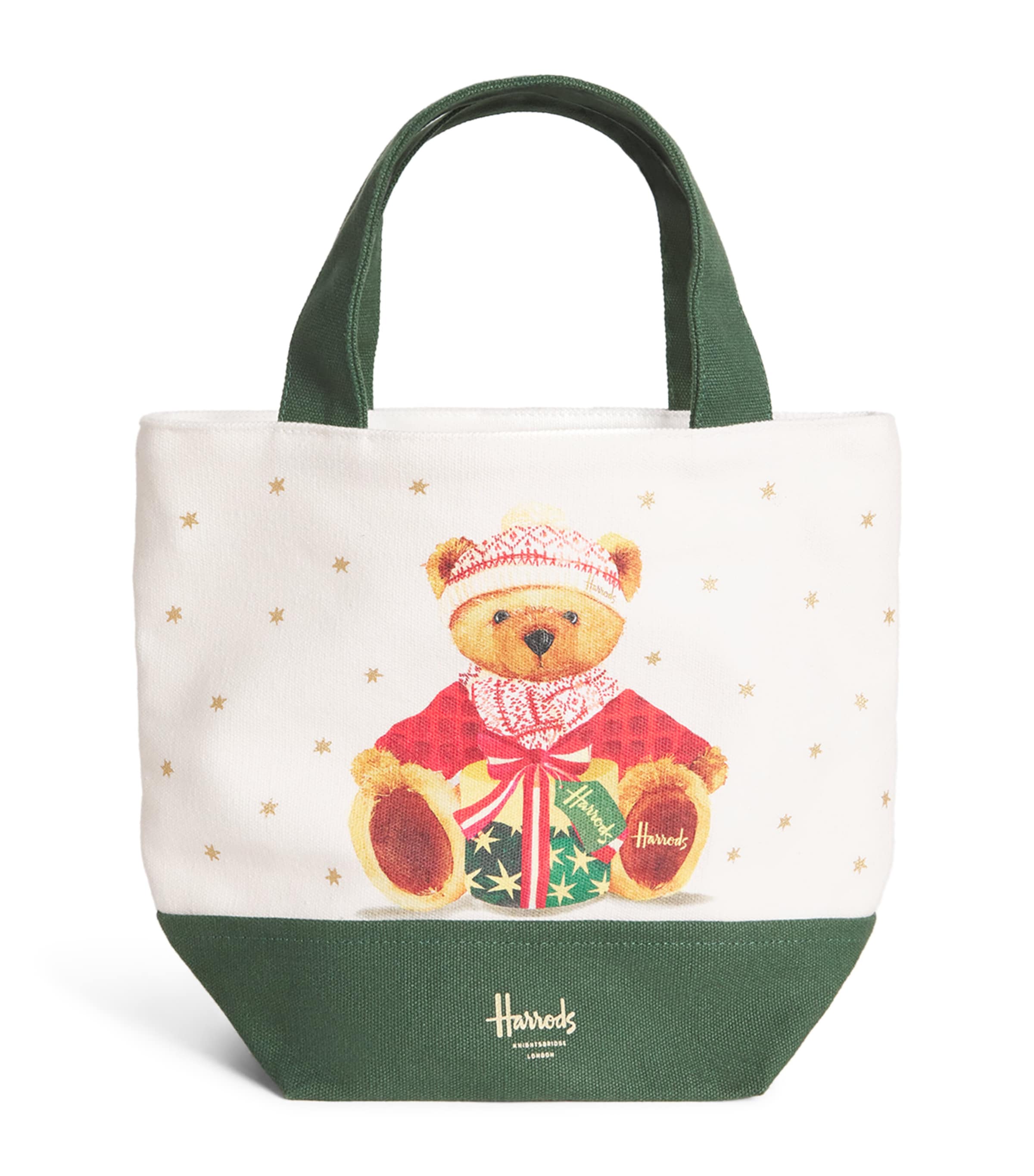 Harrods Small Christmas Bear Tote Bag In Neutral
