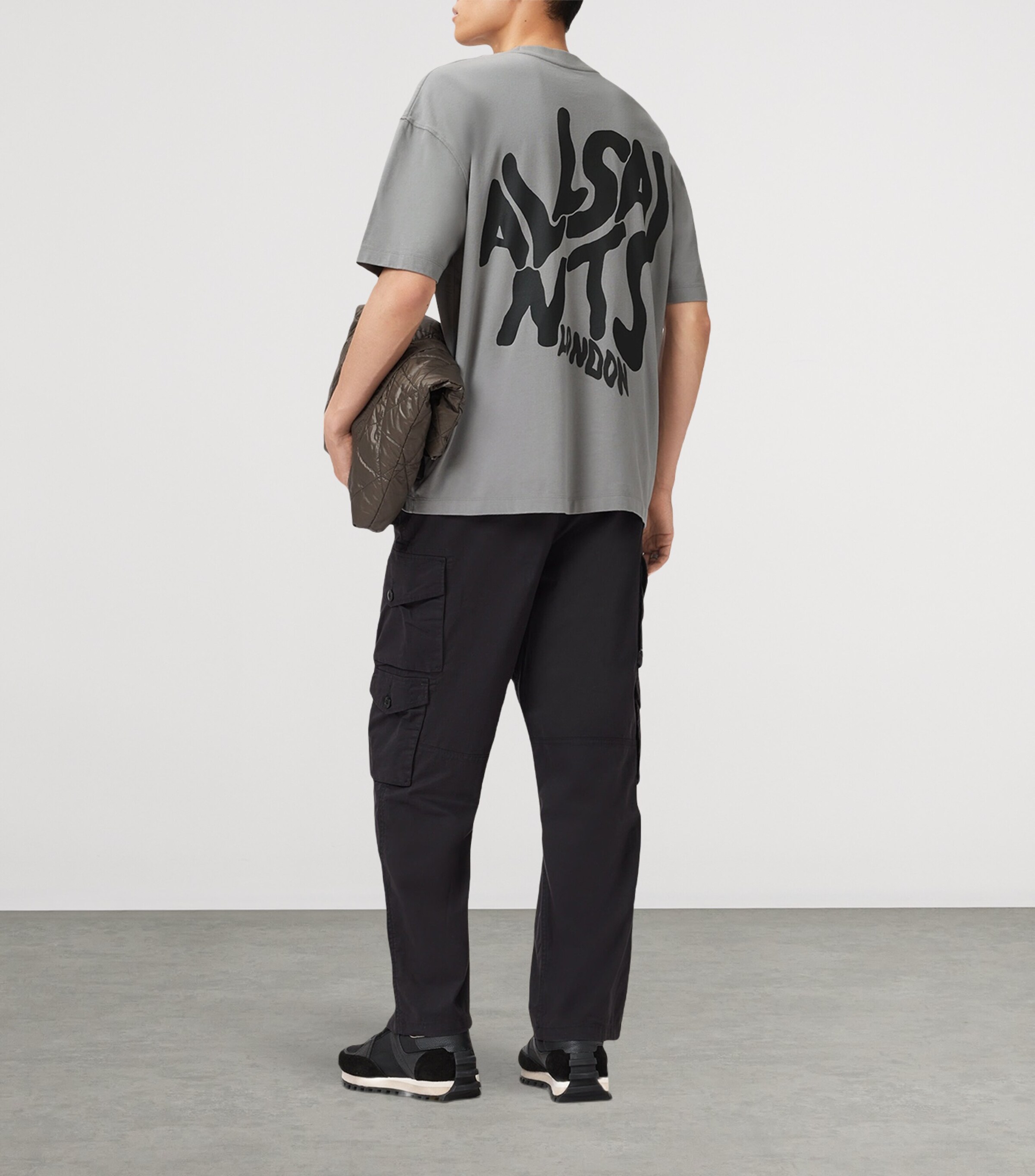 AllSaints Mens Organic Cotton Orlando T-Shirt March Grey Image 4