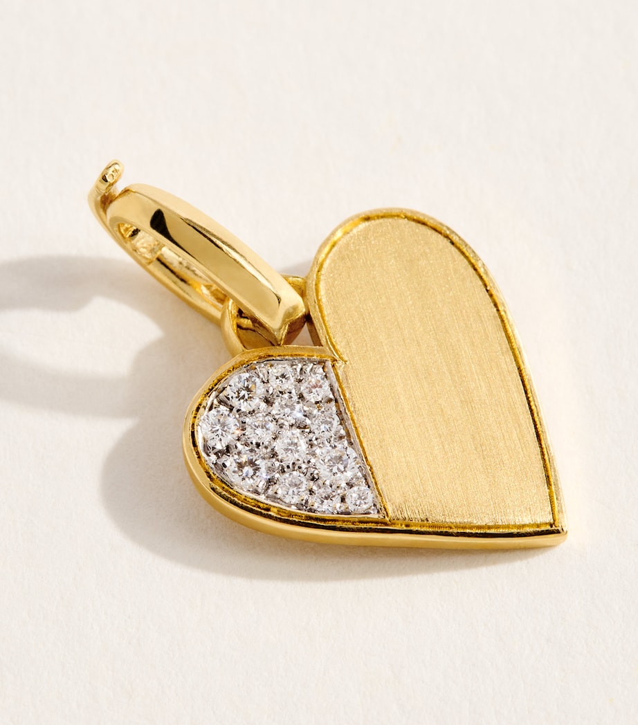 Jade Trau Mini Yellow Gold and Diamond Heart Charm Yellow Gold Image 5