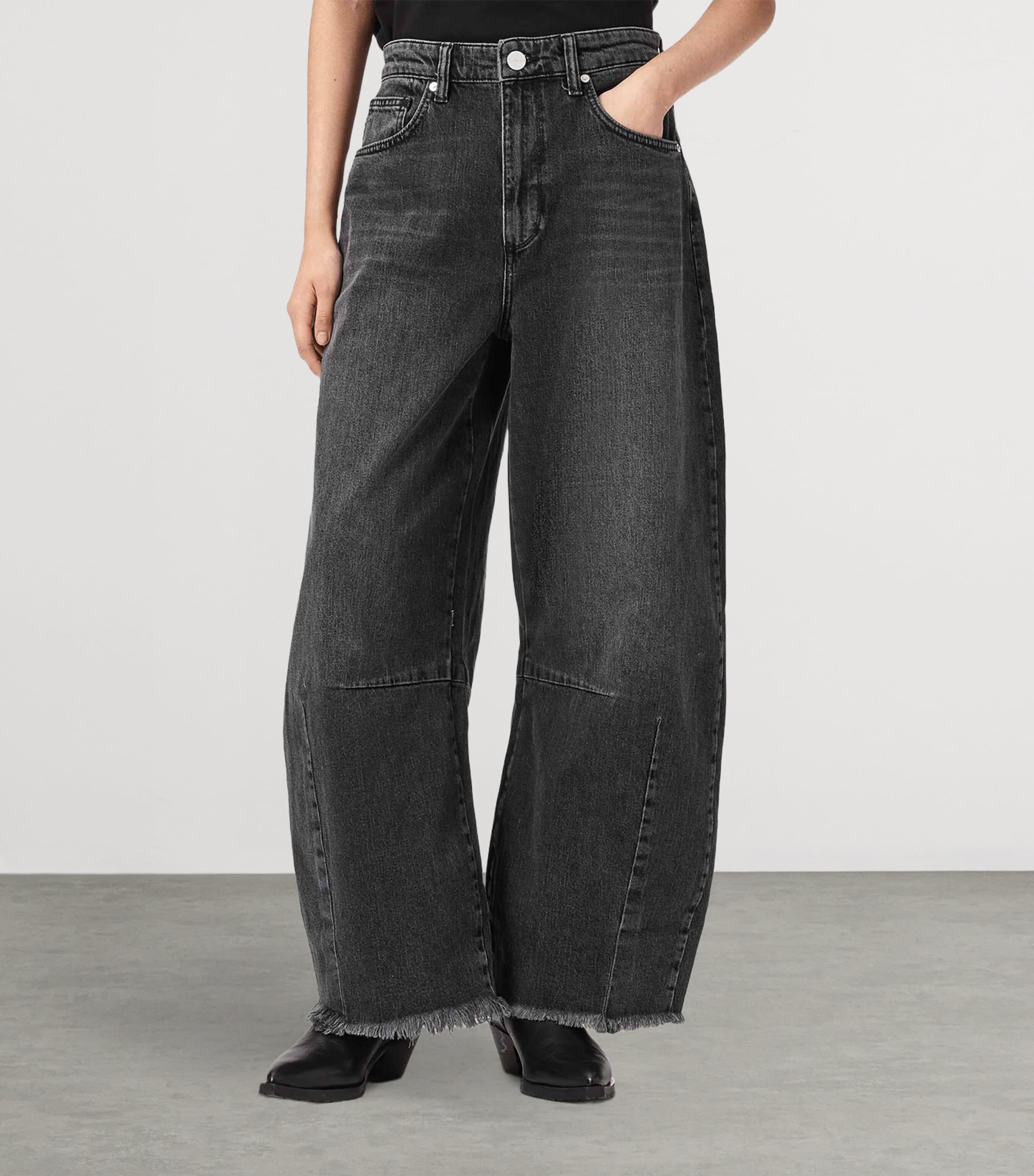 AllSaints Womens Payton Crop Jeans Washed Black Image 3