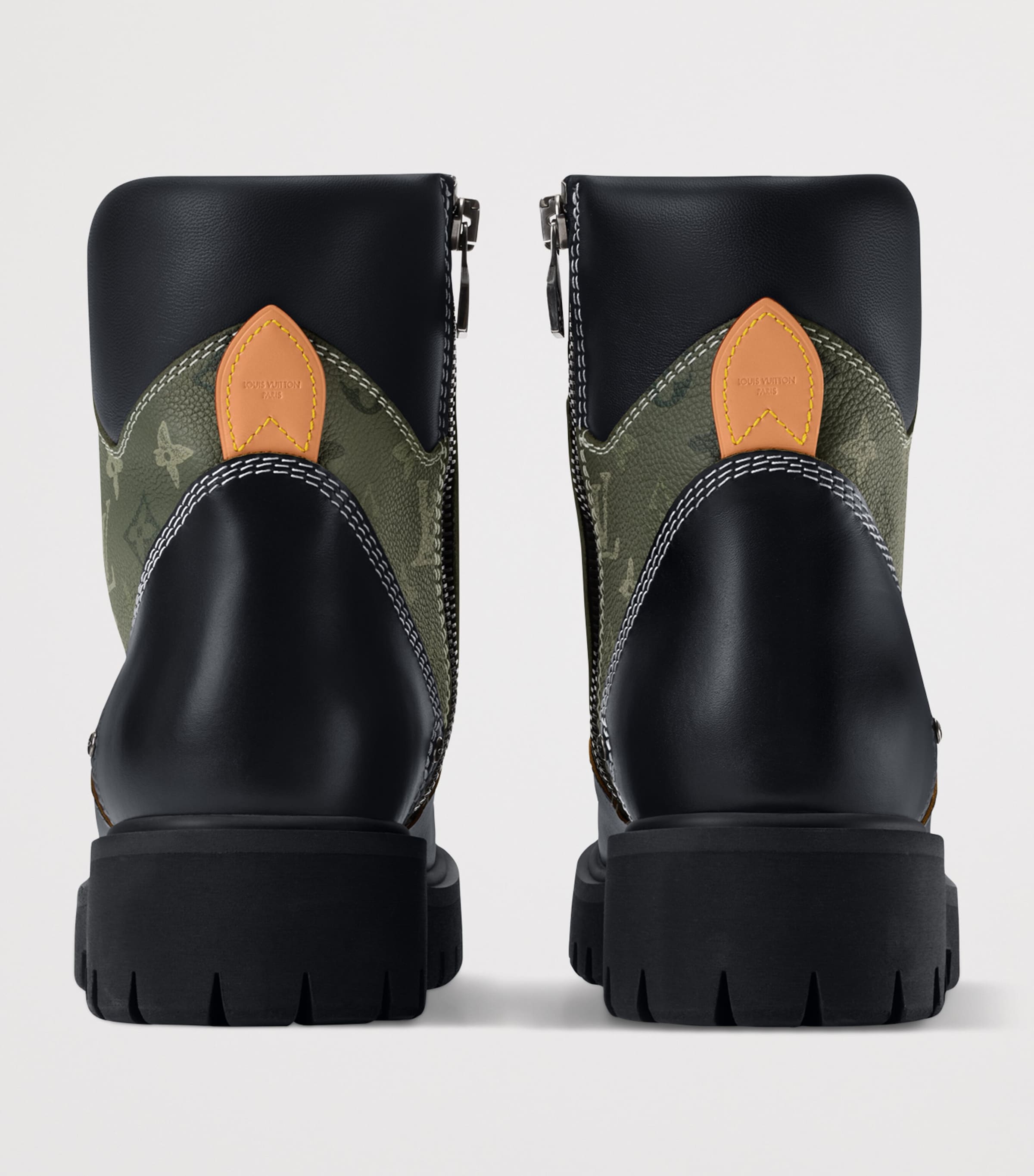 Leather Remix Combat Boots KHAKI GREEN Image 5