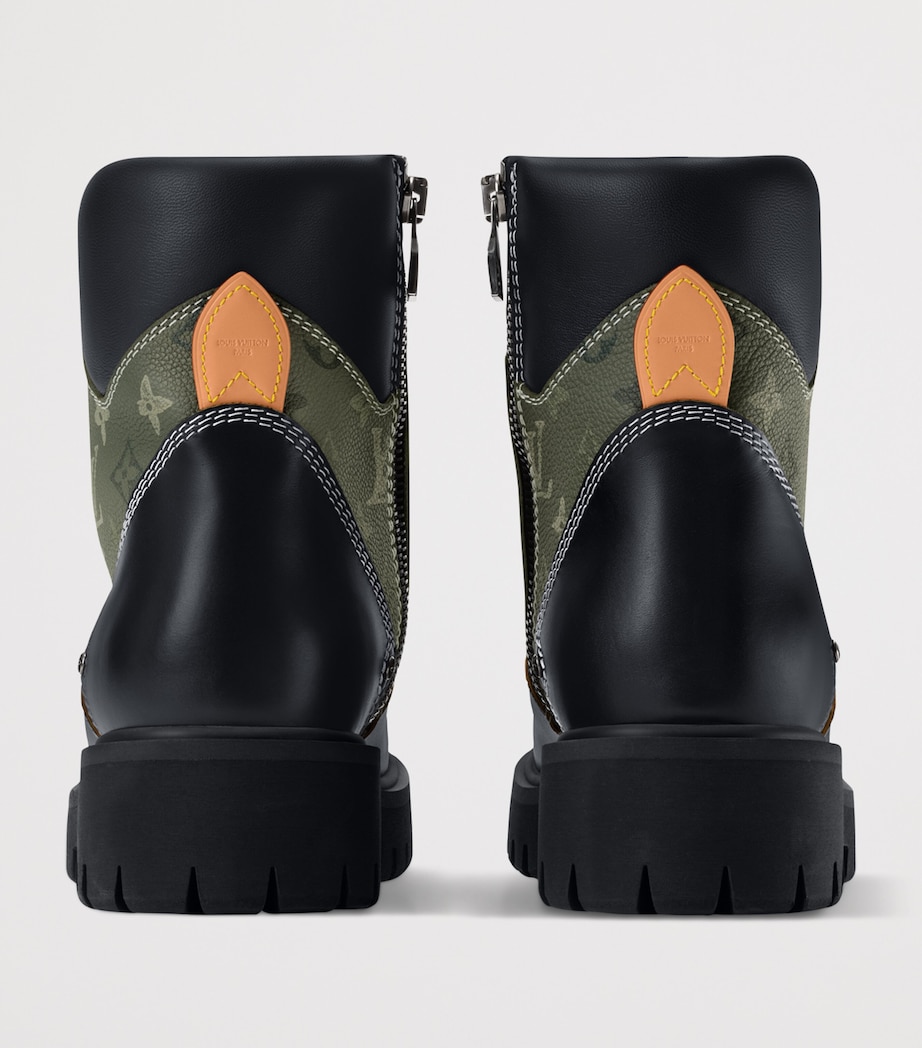 Leather Remix Combat Boots KHAKI GREEN Image 5