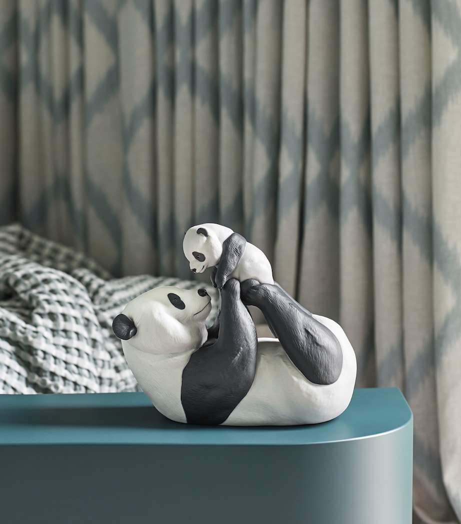 Porcelain Panda and Baby Sculpture BLACK & WHITE Image 3