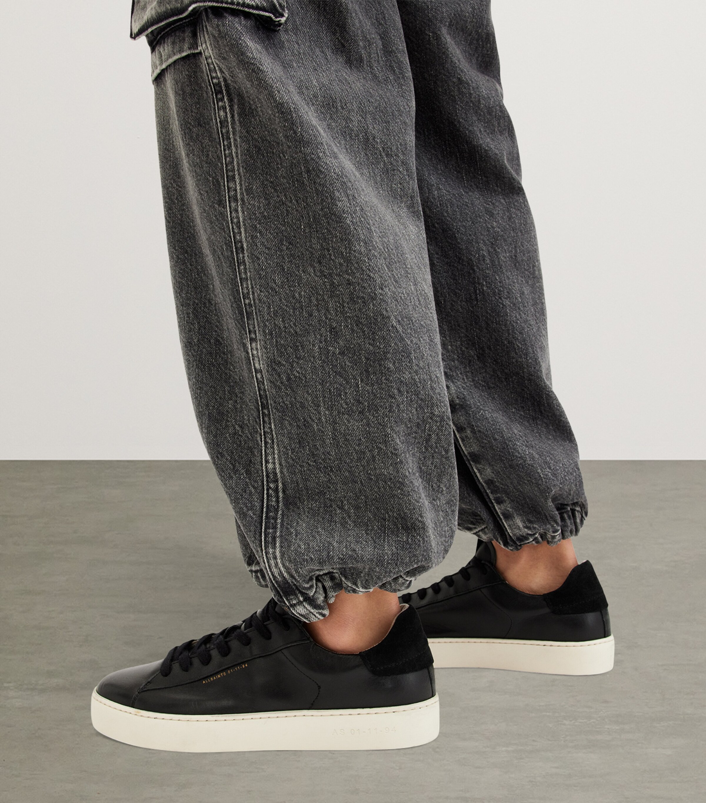 AllSaints Leather Shana Sneakers Black Image 2