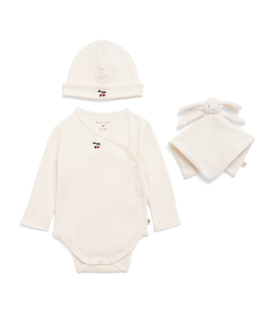 KONGES SLOJD Organic Cotton Bodysuit, Hat and Toy Set (0-6 Months) Image 1
