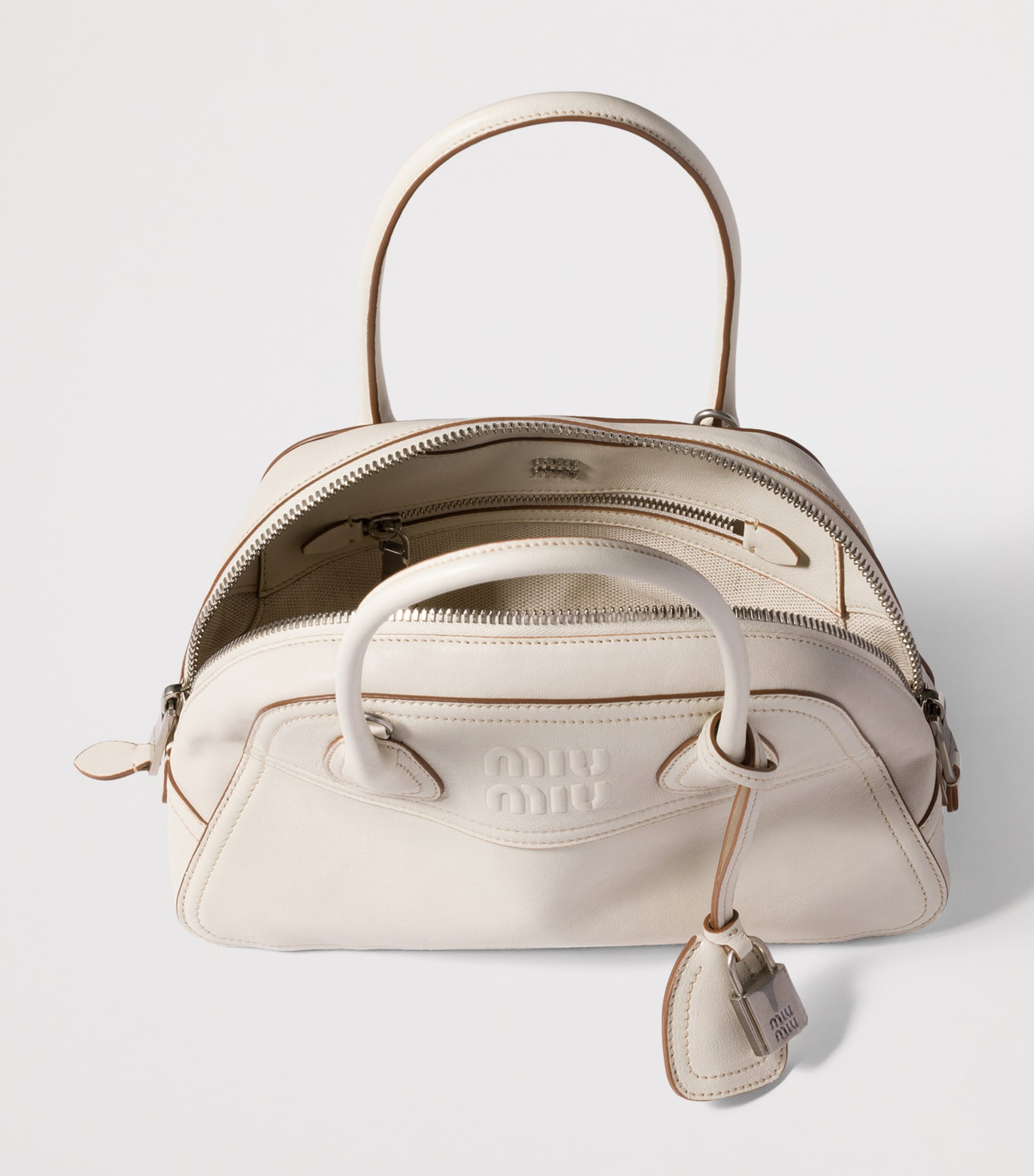 Miu Miu Nappa Leather Vivant Top-Handle Bag Neutral Image 6