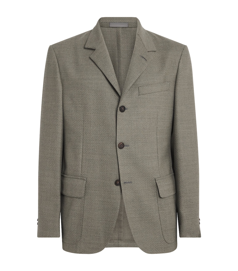 Corneliani Mens Virgin Wool Jacket Green Coloured Image 1