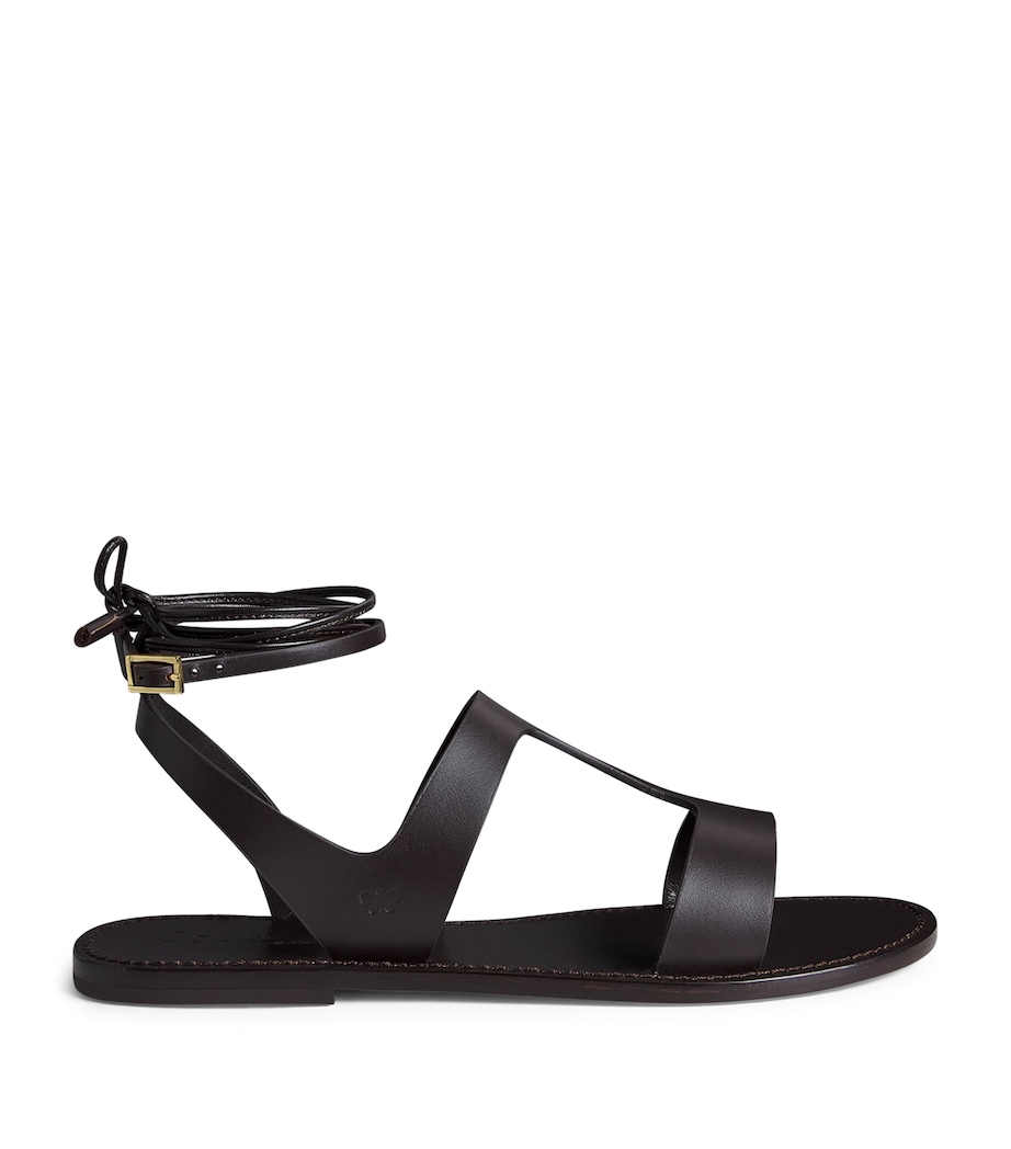 Leather Wrap-Around Sandals BROWN Image 1