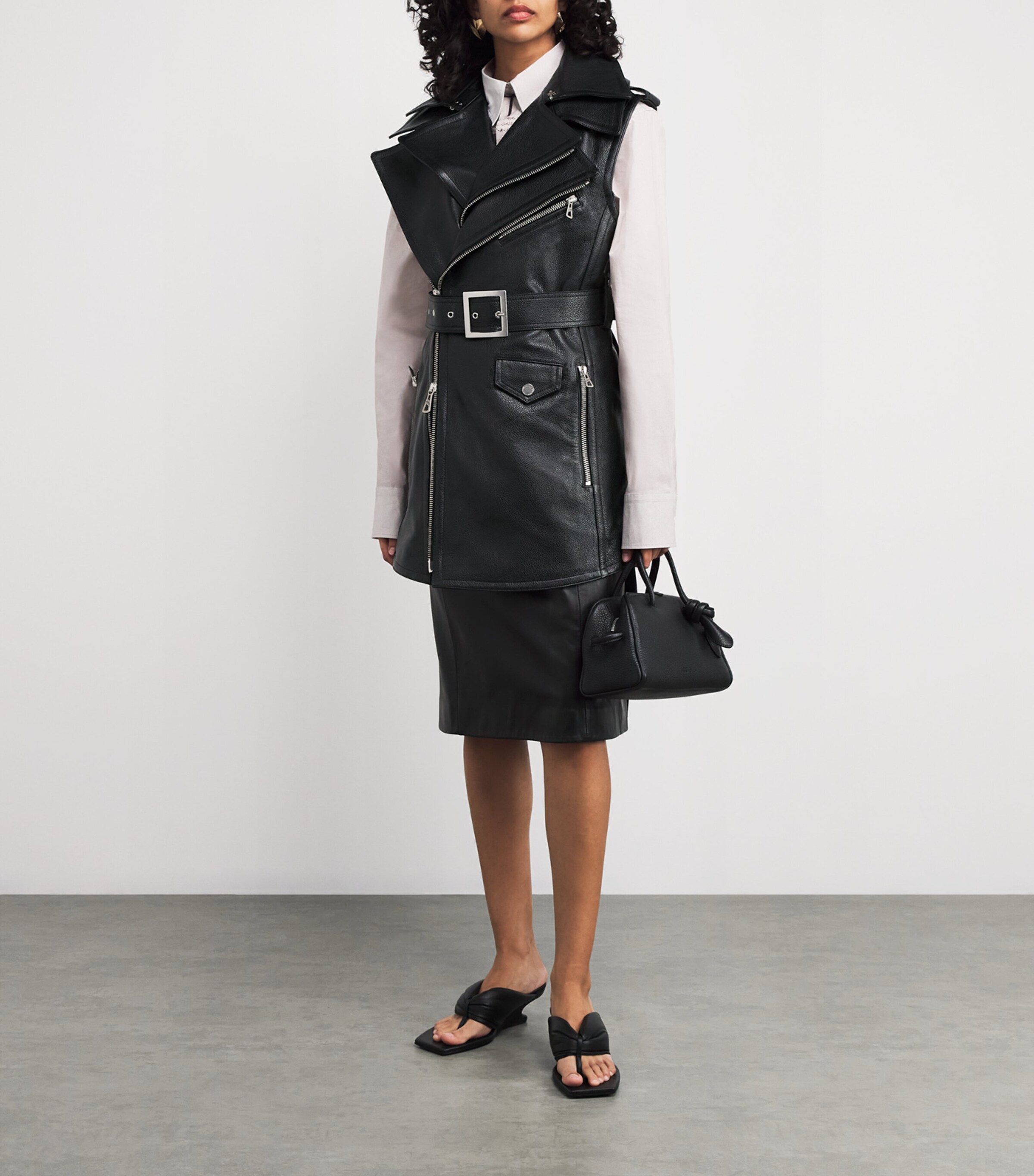 Jean Paul Gaultier Black Belted Leather Vest | Harrods US
