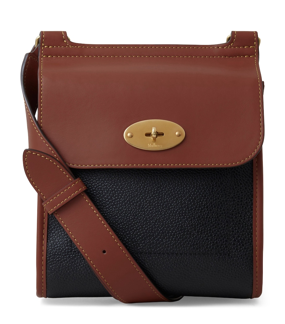 Small Leather Antony Pouch BLACK-COGNAC Image 1