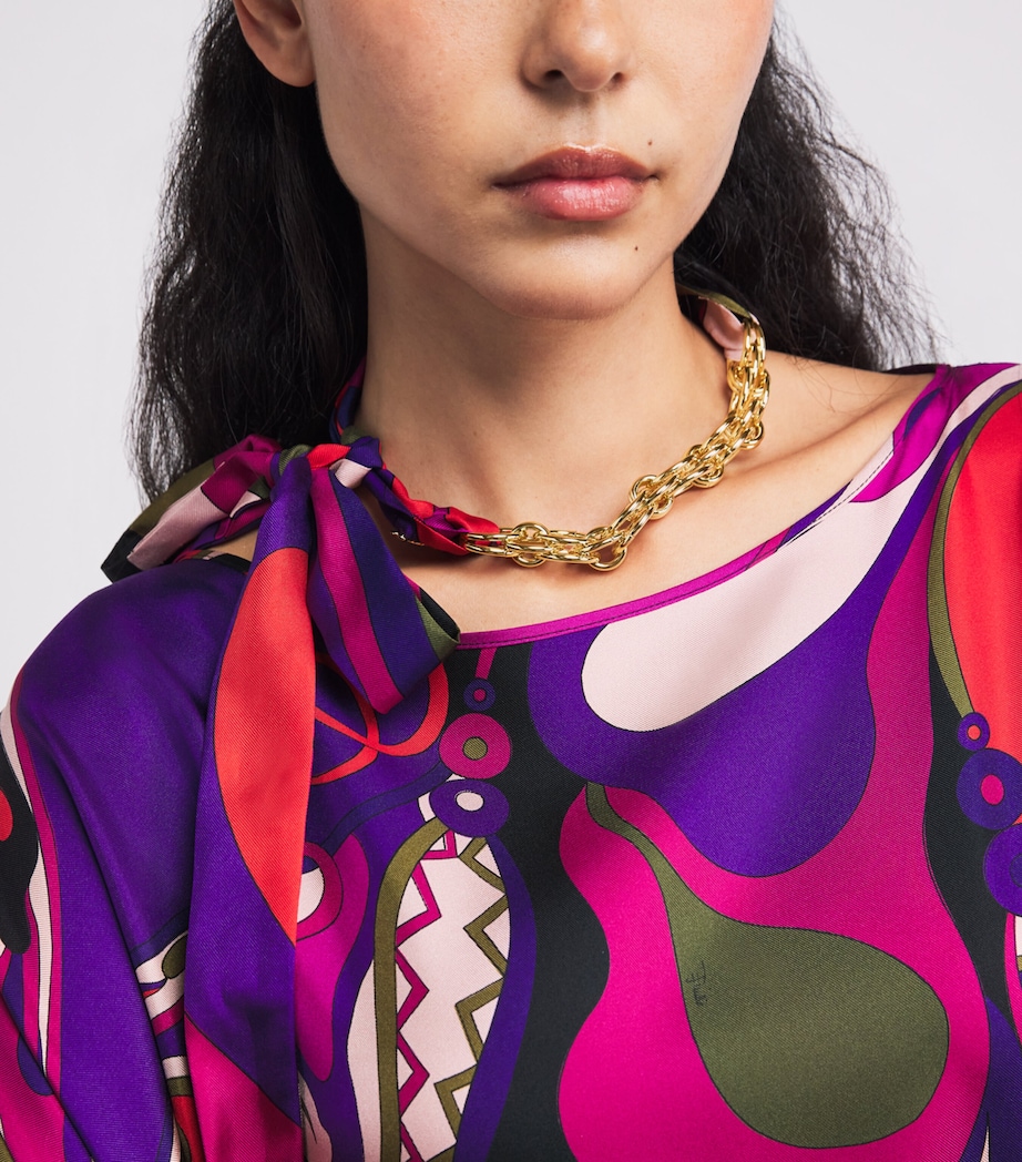 Silk Iride Print Scarf Necklace N01 Image 2