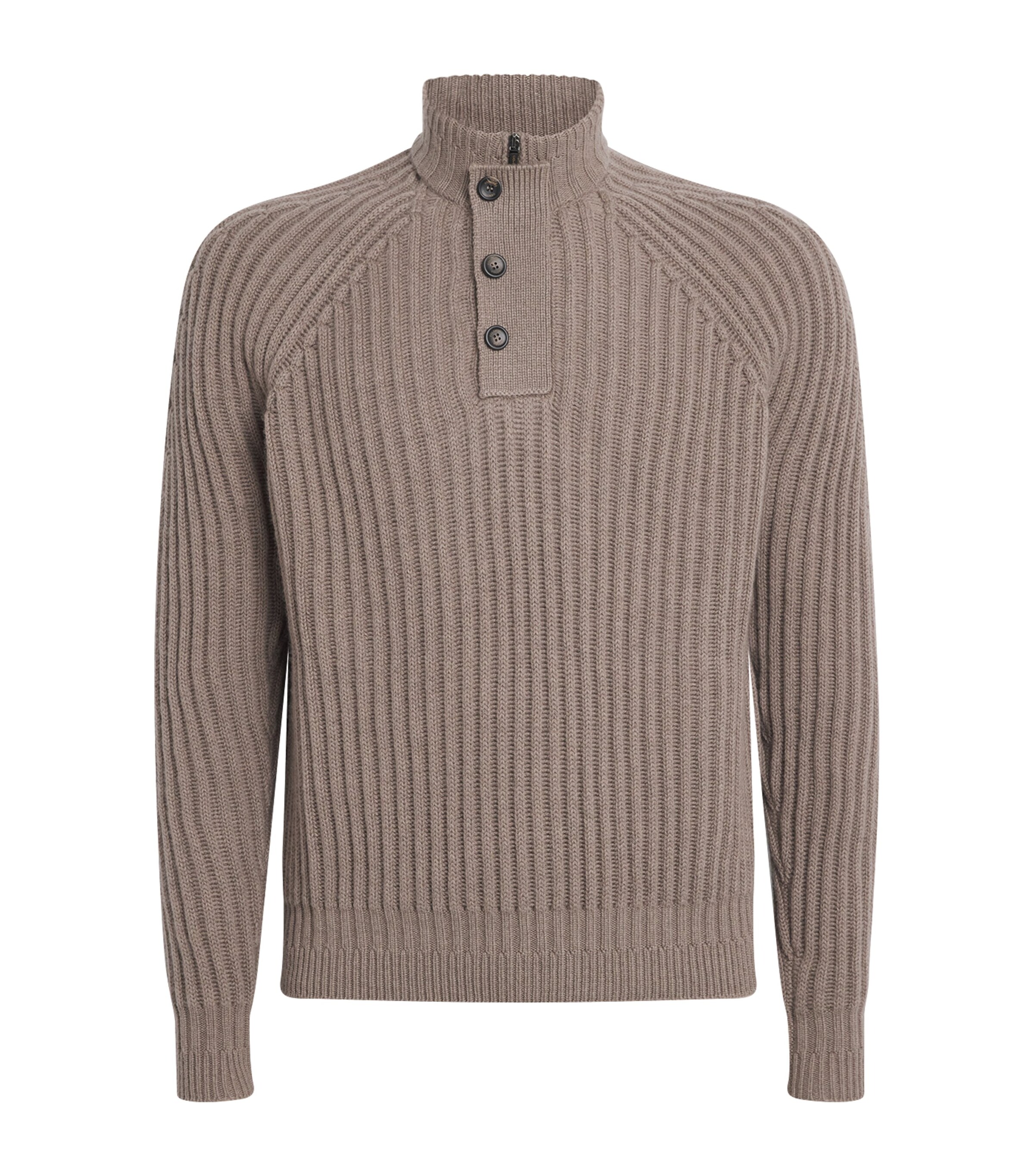 Colombo Mens Kid Cashmere Mock-Neck Sweatshirt Brown Image 1