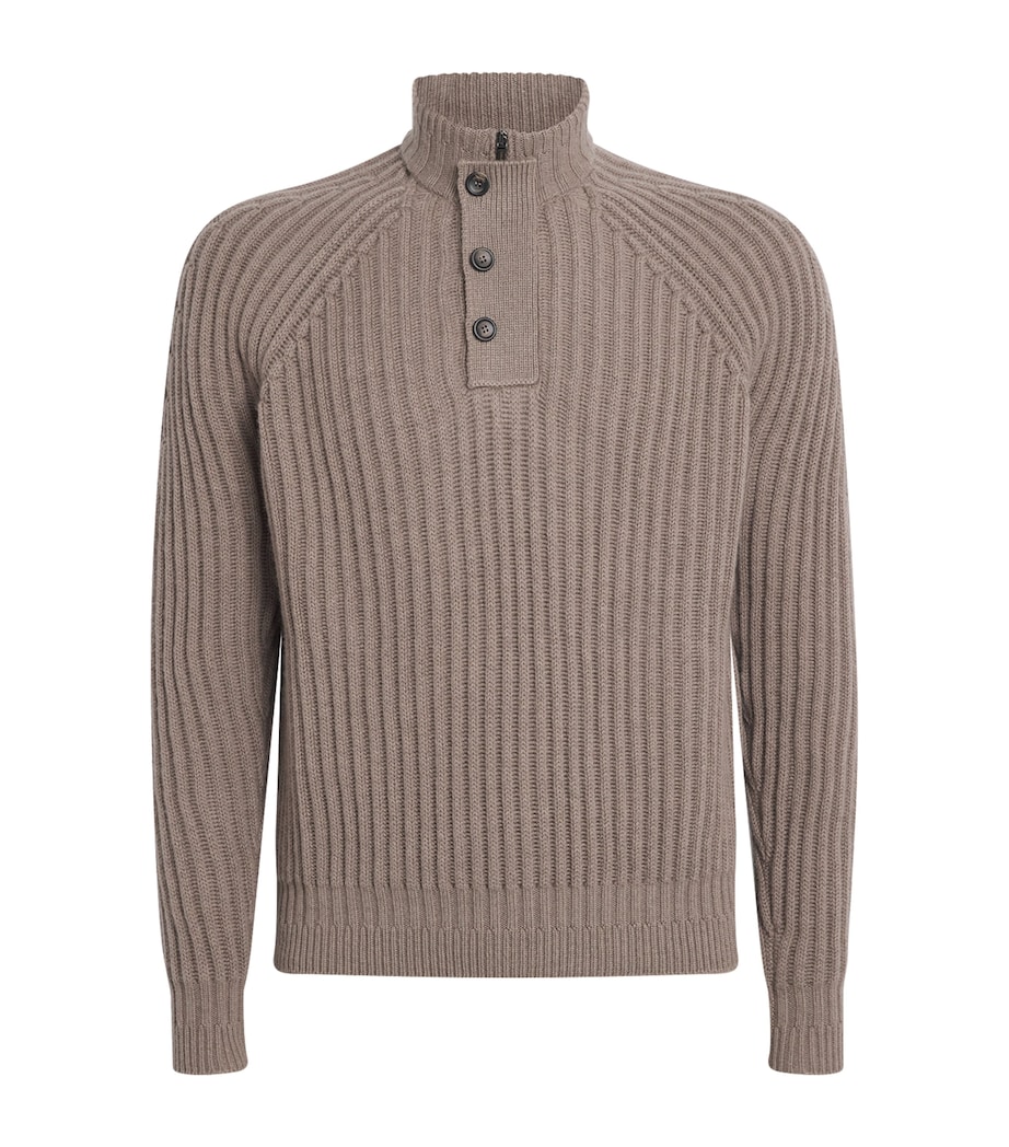 Colombo Mens Kid Cashmere Mock-Neck Sweatshirt Brown Image 1