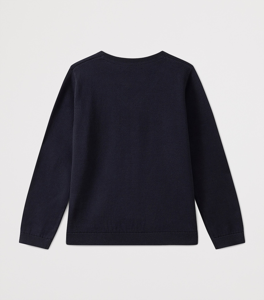 Bonpoint Cotton V-Neck Sweater (10-12 Years) Upb Marine Image 2