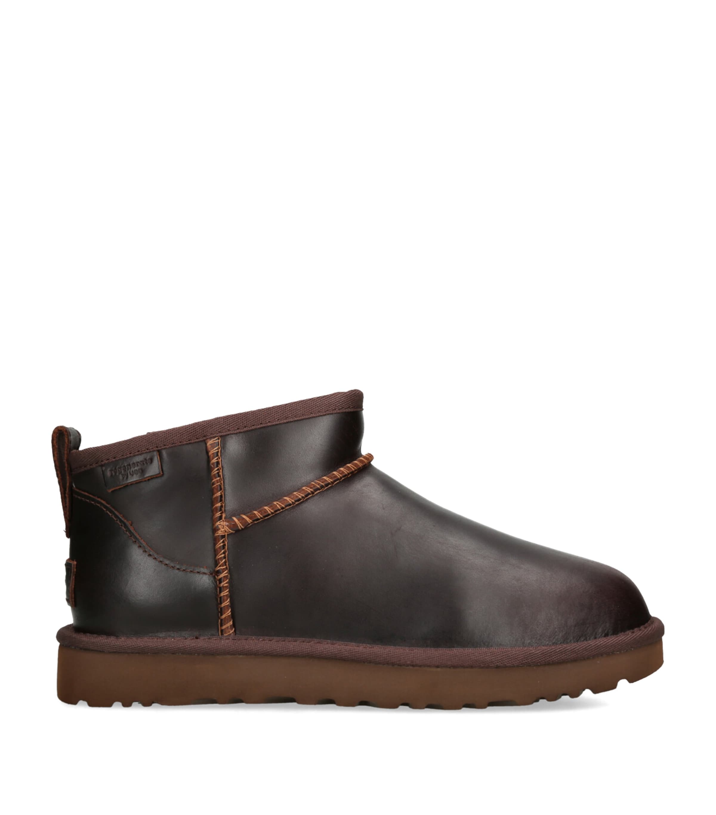 Ugg Classic Ultra Mini Leather Boots In Brown