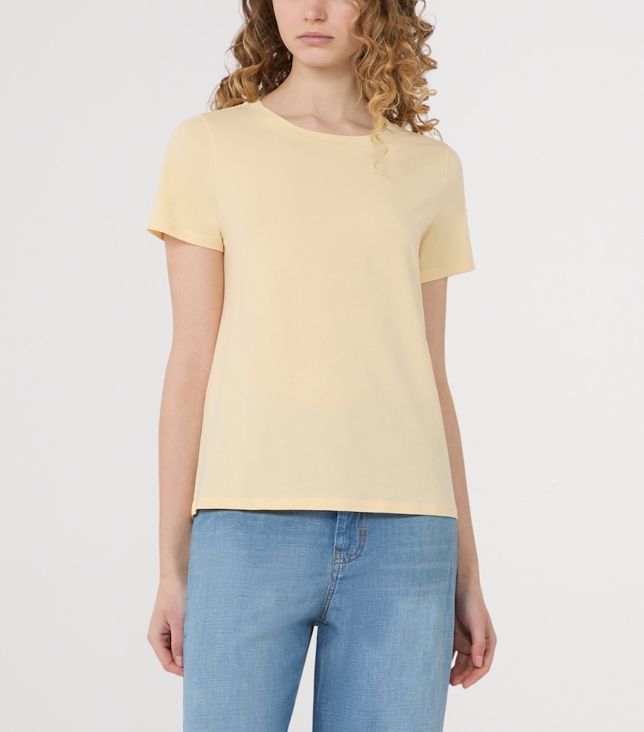 Weekend Max Mara Womens Stretch-Cotton T-Shirt Light Yellow Image 2