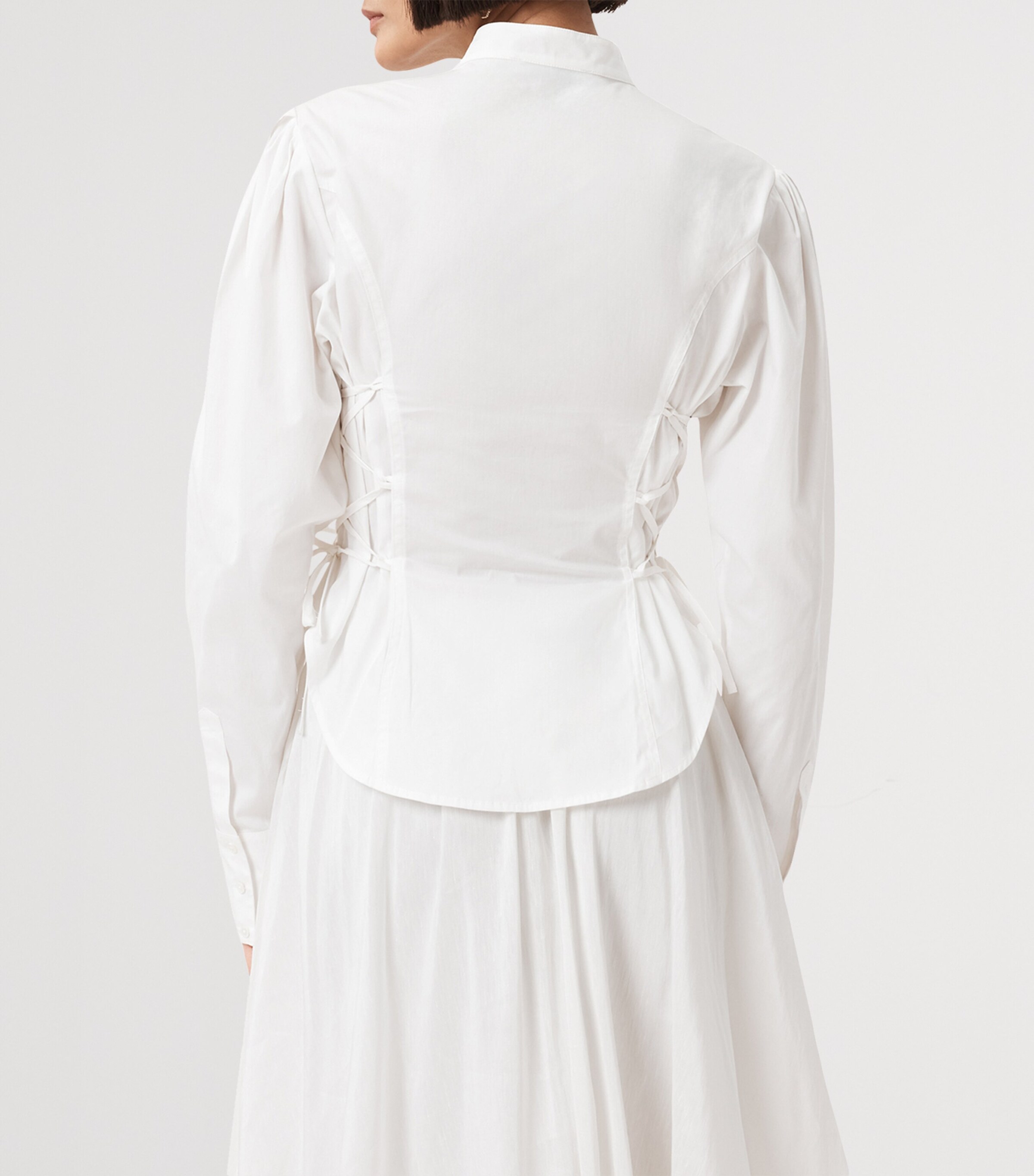 AllSaints Womens Organic Cotton Lace-Up Evanna Shirt Optic White Image 6