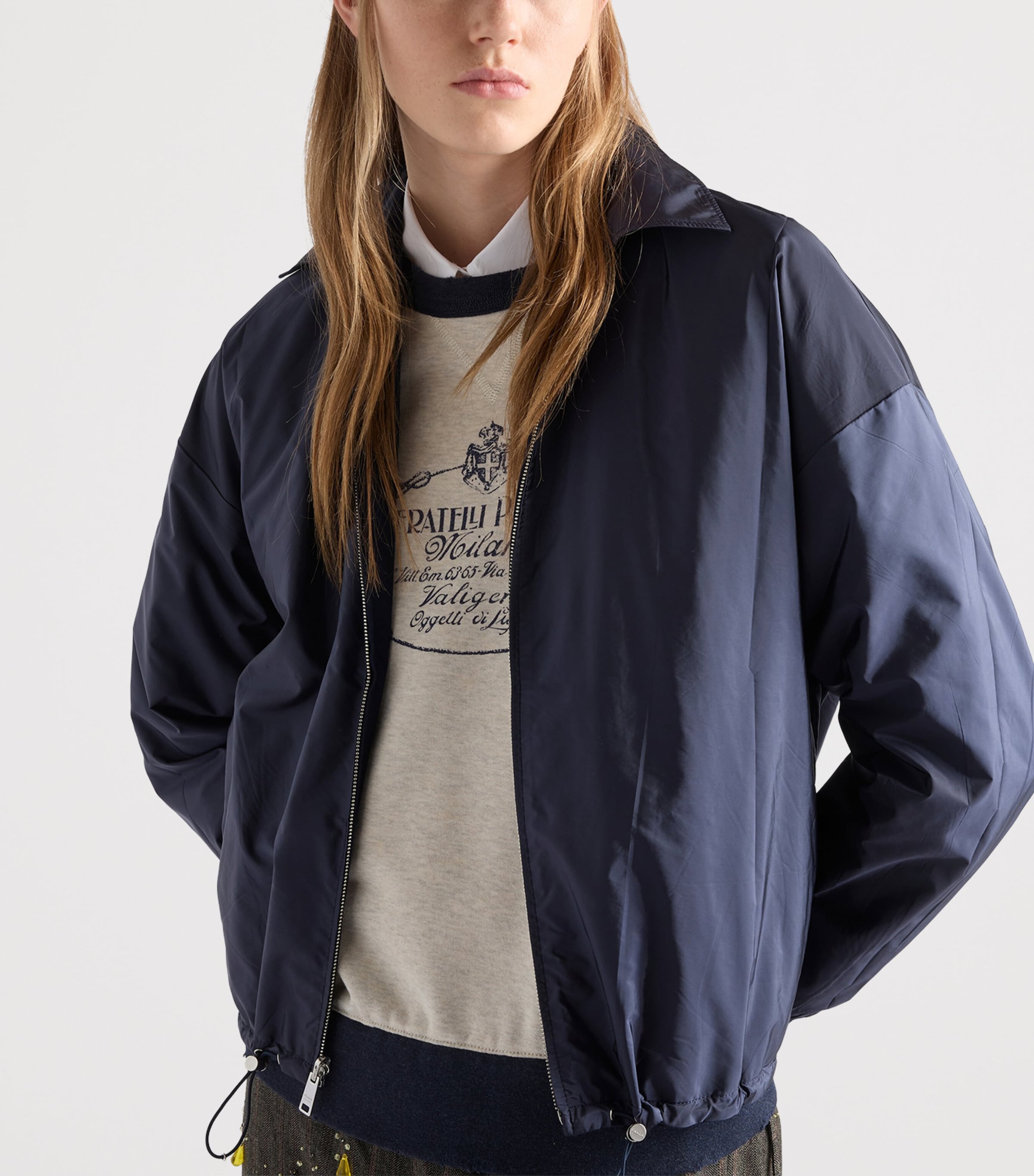 Prada Womens Cotton Reversible Blouson Jacket Blue Image 4