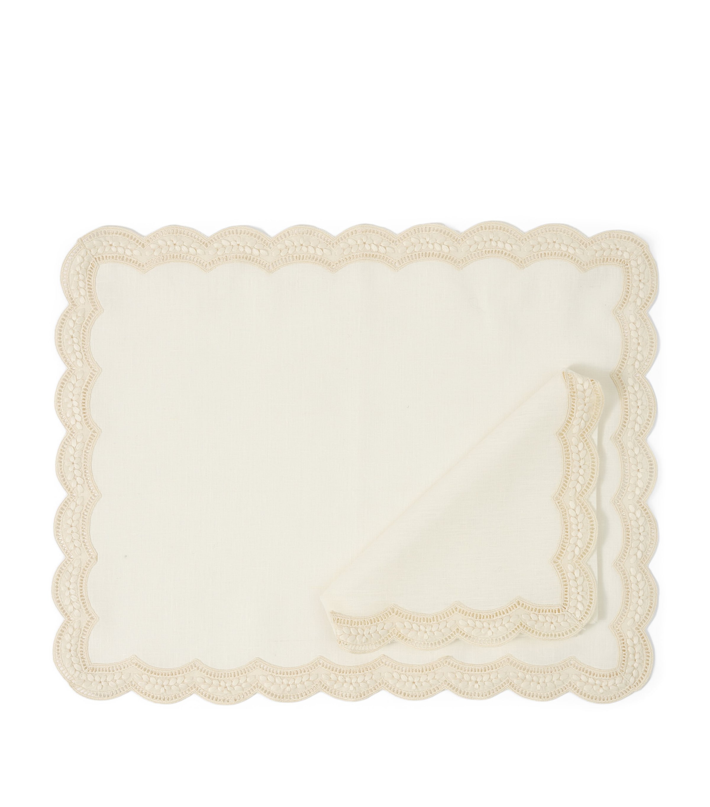 Linen Embroidered Emilia Placemat (50cm x 40cm) WHITE Image 1