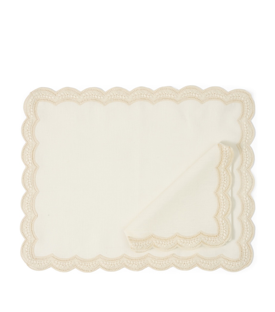 Linen Embroidered Emilia Placemat (50cm x 40cm) WHITE Image 1