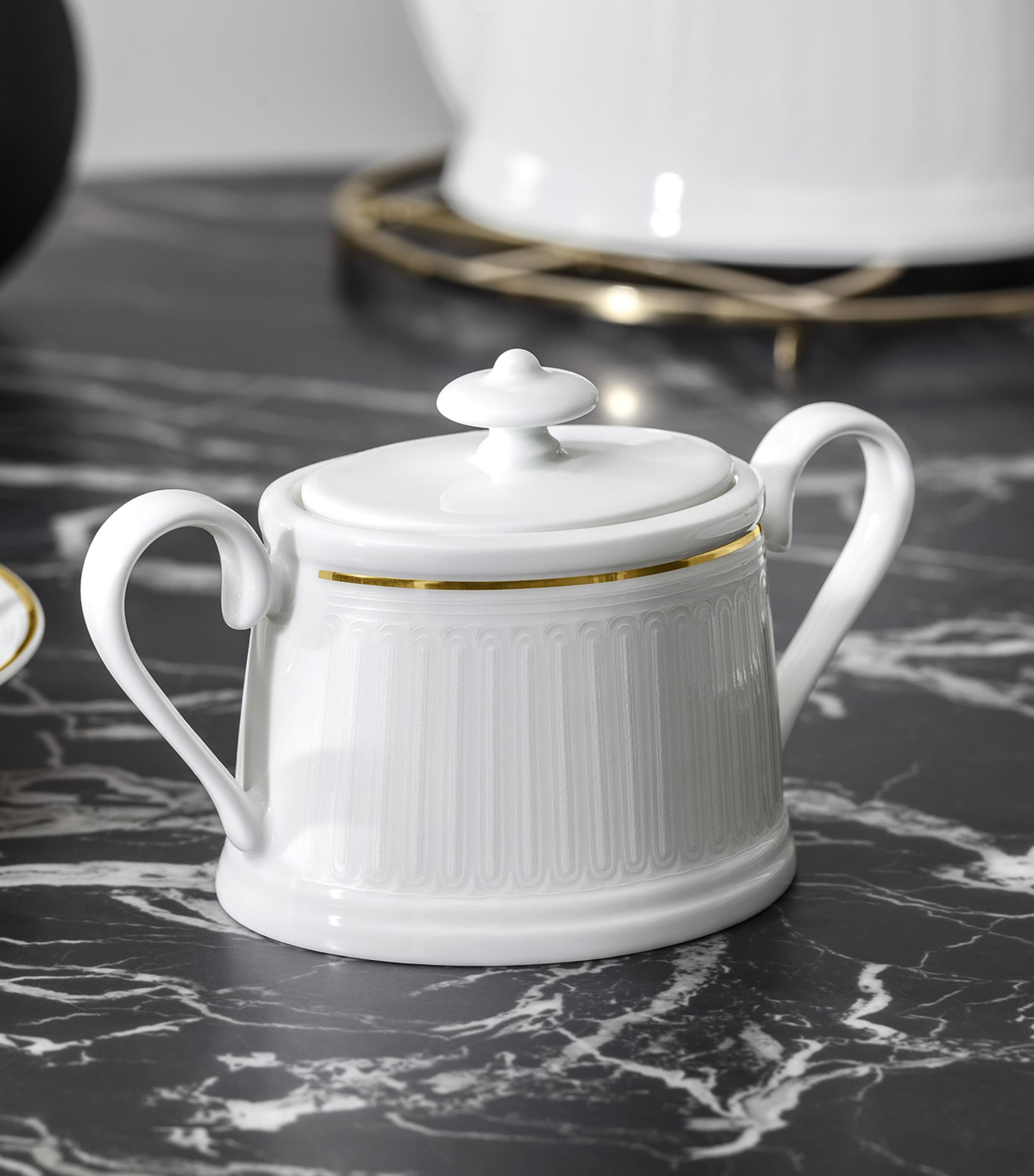 Bone Porcelain ChÃ¢teau Septfontaines Sugar Bowl WHITE Image 2