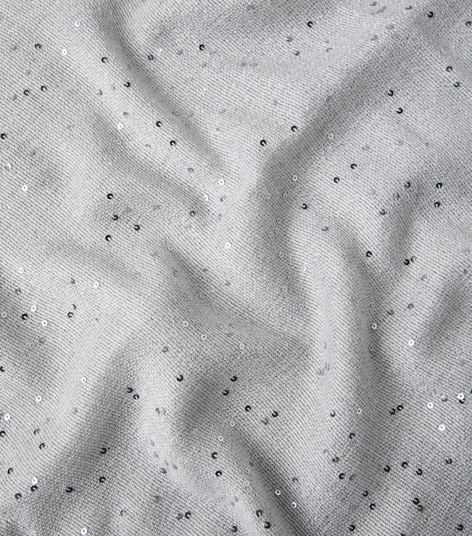 Brunello Cucinelli Womens Cashmere-Silk Diamond Yarn Sequin Scarf Image 5