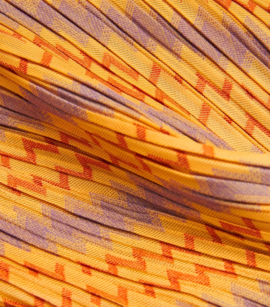 Pleats Please Issey Miyake Womens Cotton-Blend Zigzag Trousers Yellow Orange Image 6