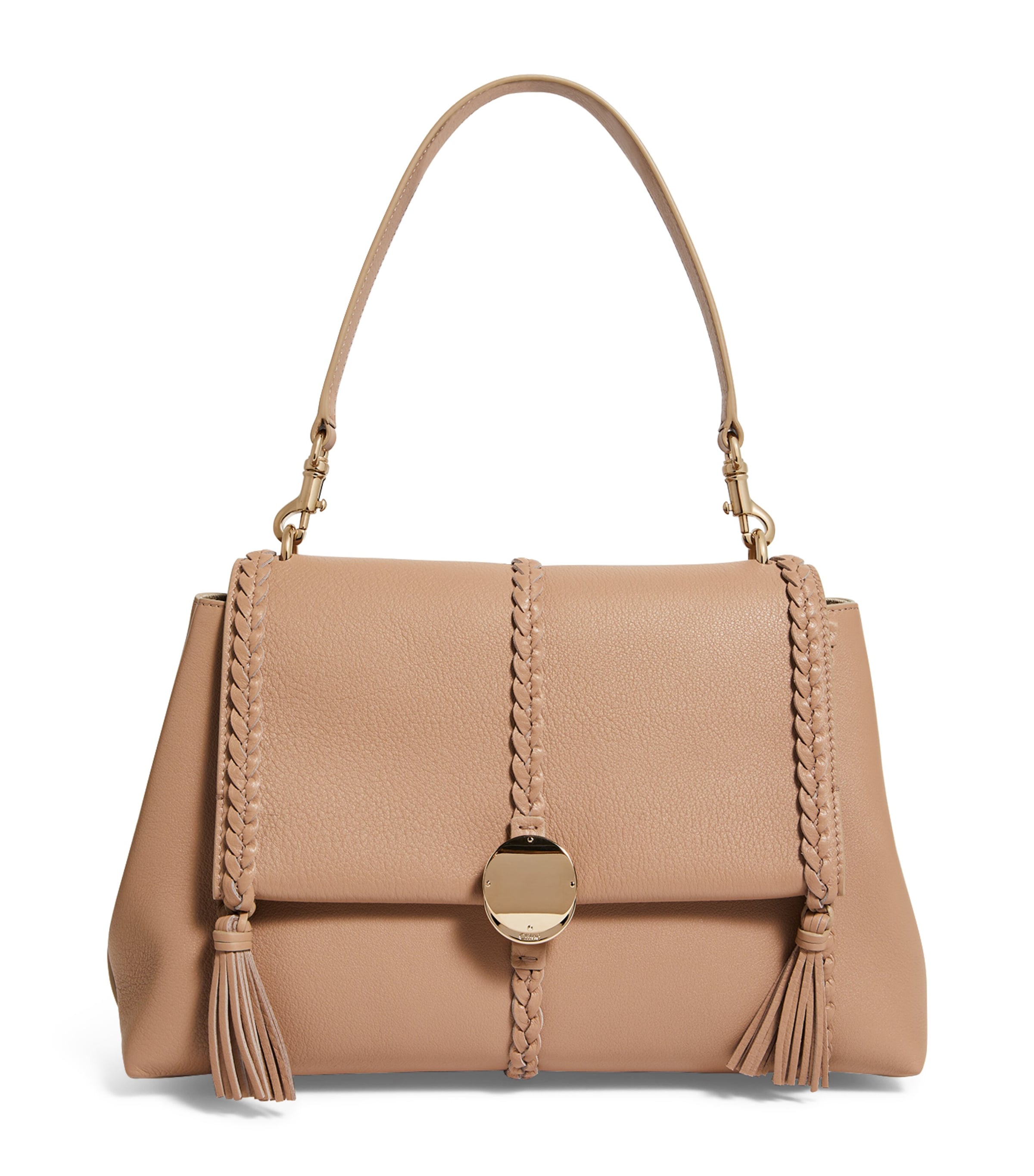 Shop Chloé Medium Leather Penelope Shoulder Bag In Nude